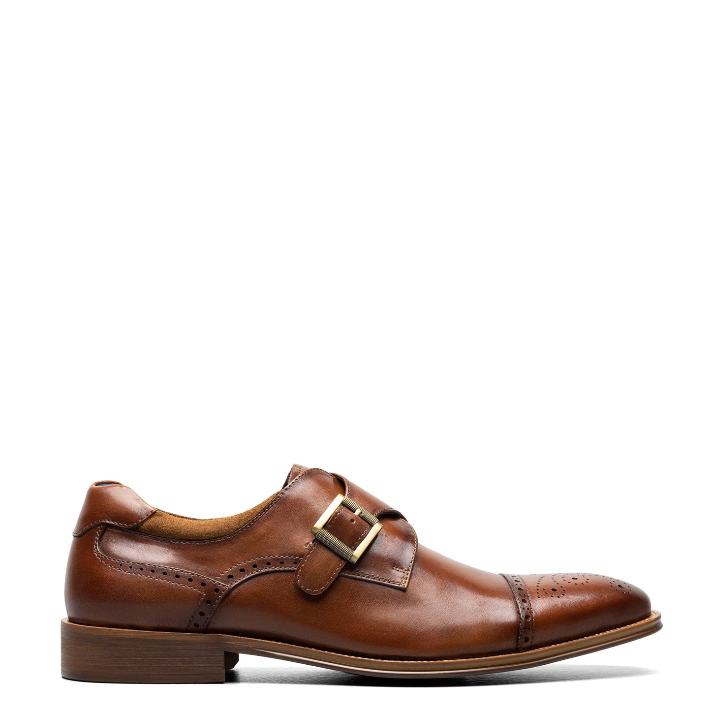 Peltz Shoes Men's Stacy Adams Mathis Cap Toe Monk Strap Cognac 25540-221