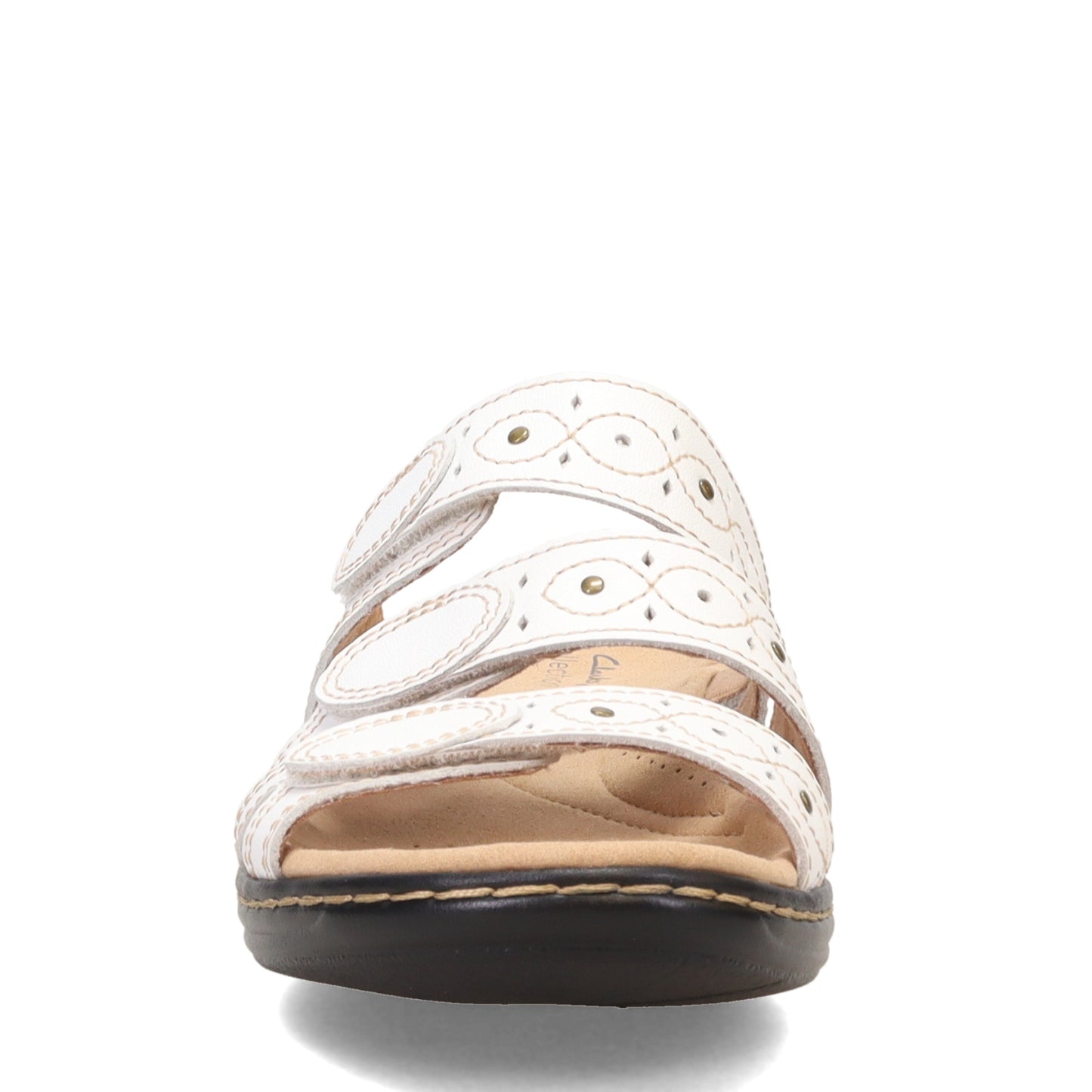 Peltz Shoes Women's Clarks Lesia Cacti Slide Sandals WHITE 26109039