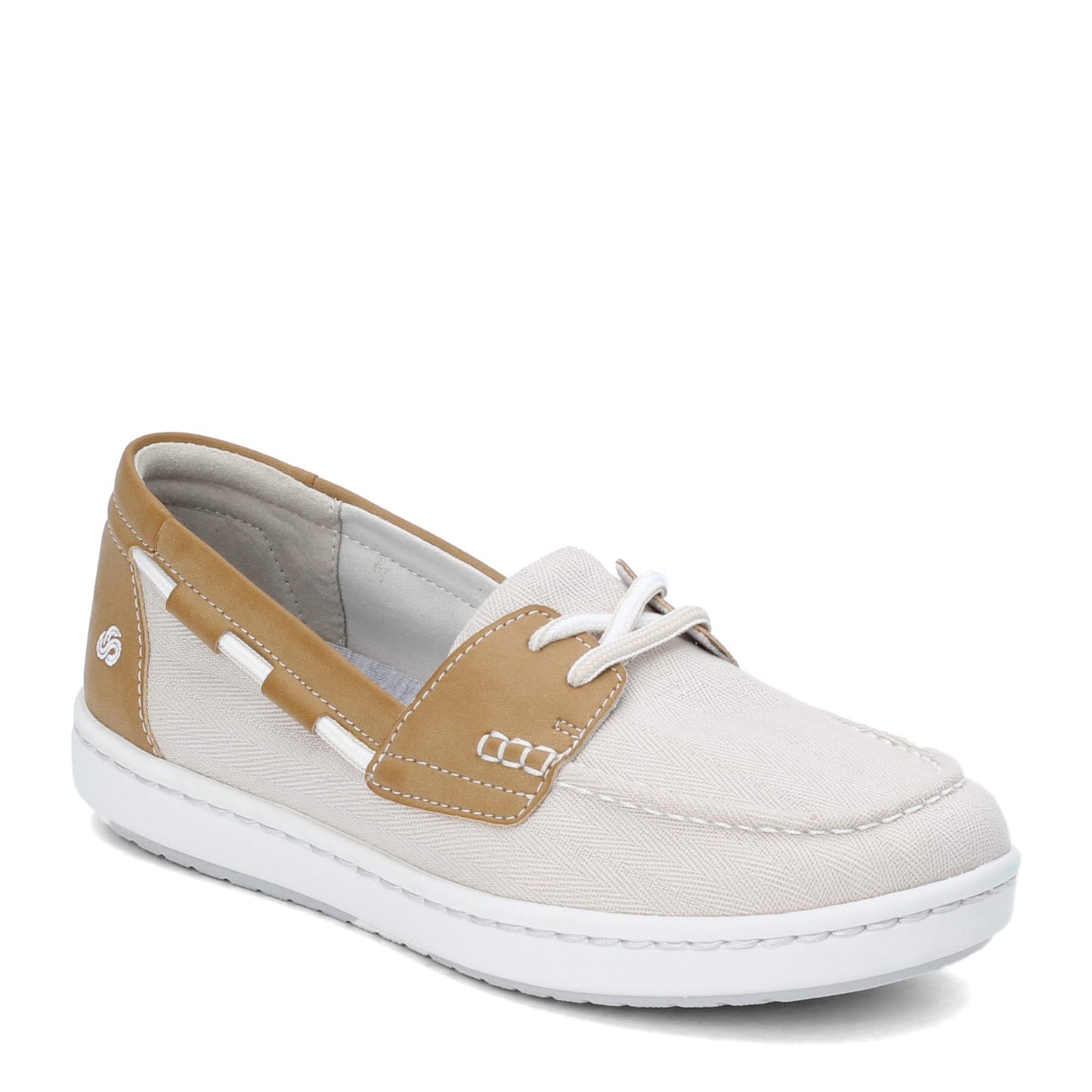 Peltz Shoes Women's Clarks Step Glow Lite Boat Shoe WHITE 26141492