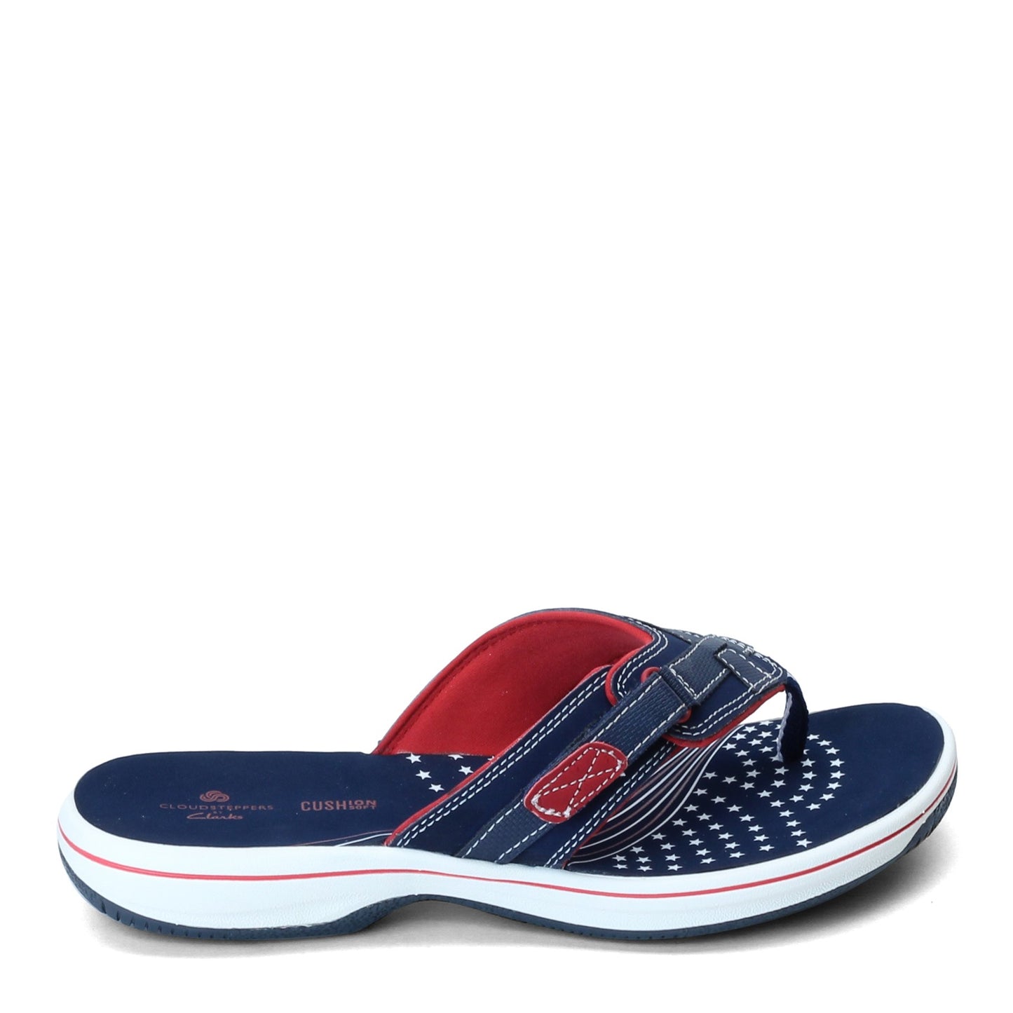 Peltz Shoes Women's Clarks Breeze Sea Sandal RED WHITE BLUE 26154124