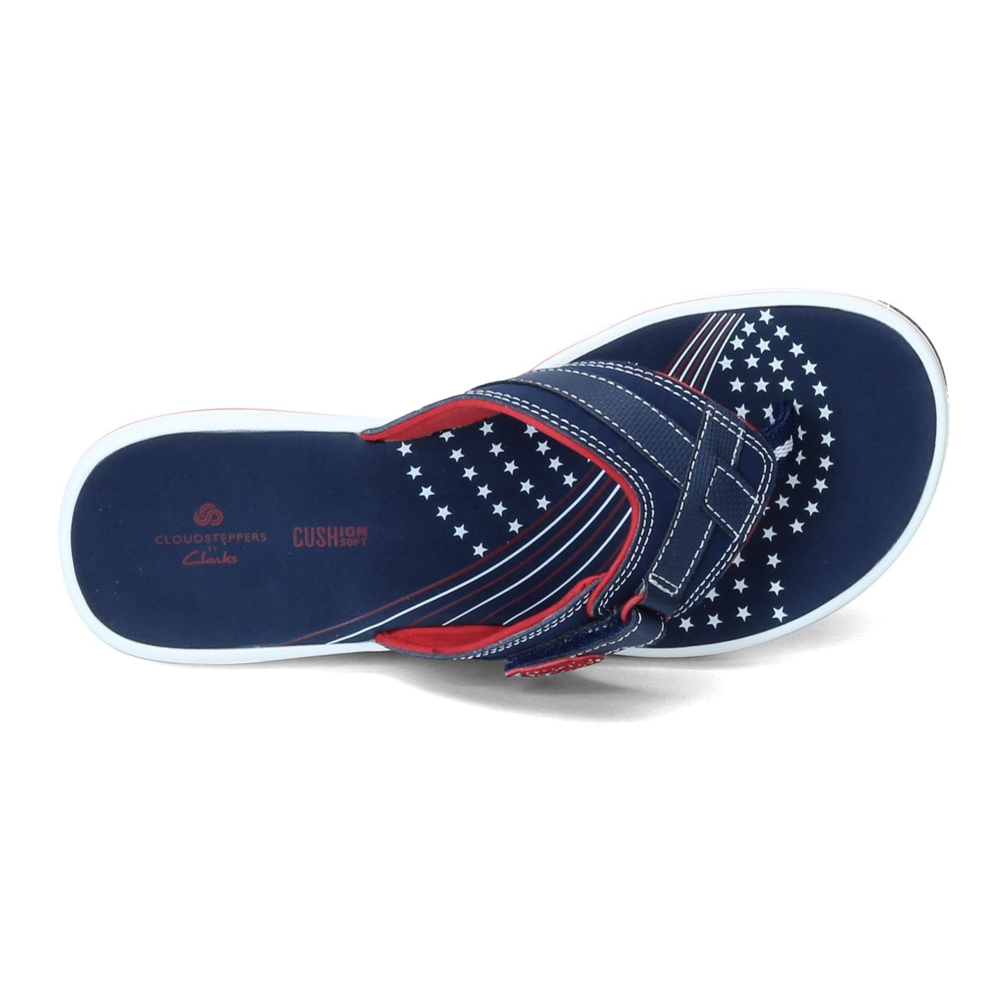 Peltz Shoes Women's Clarks Breeze Sea Sandal RED WHITE BLUE 26154124