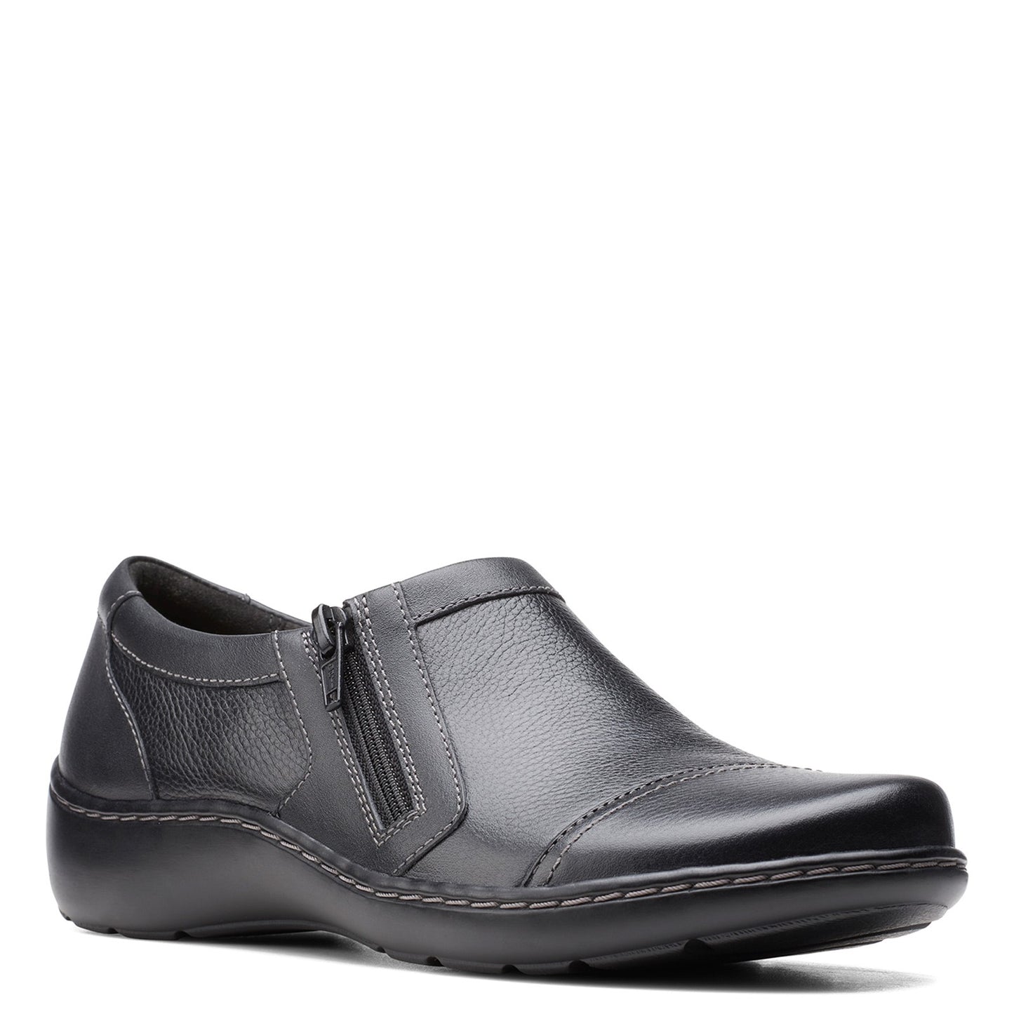 Peltz Shoes Women's Clarks Cora Giny Slip-On BLACK SMOOTH 26155776