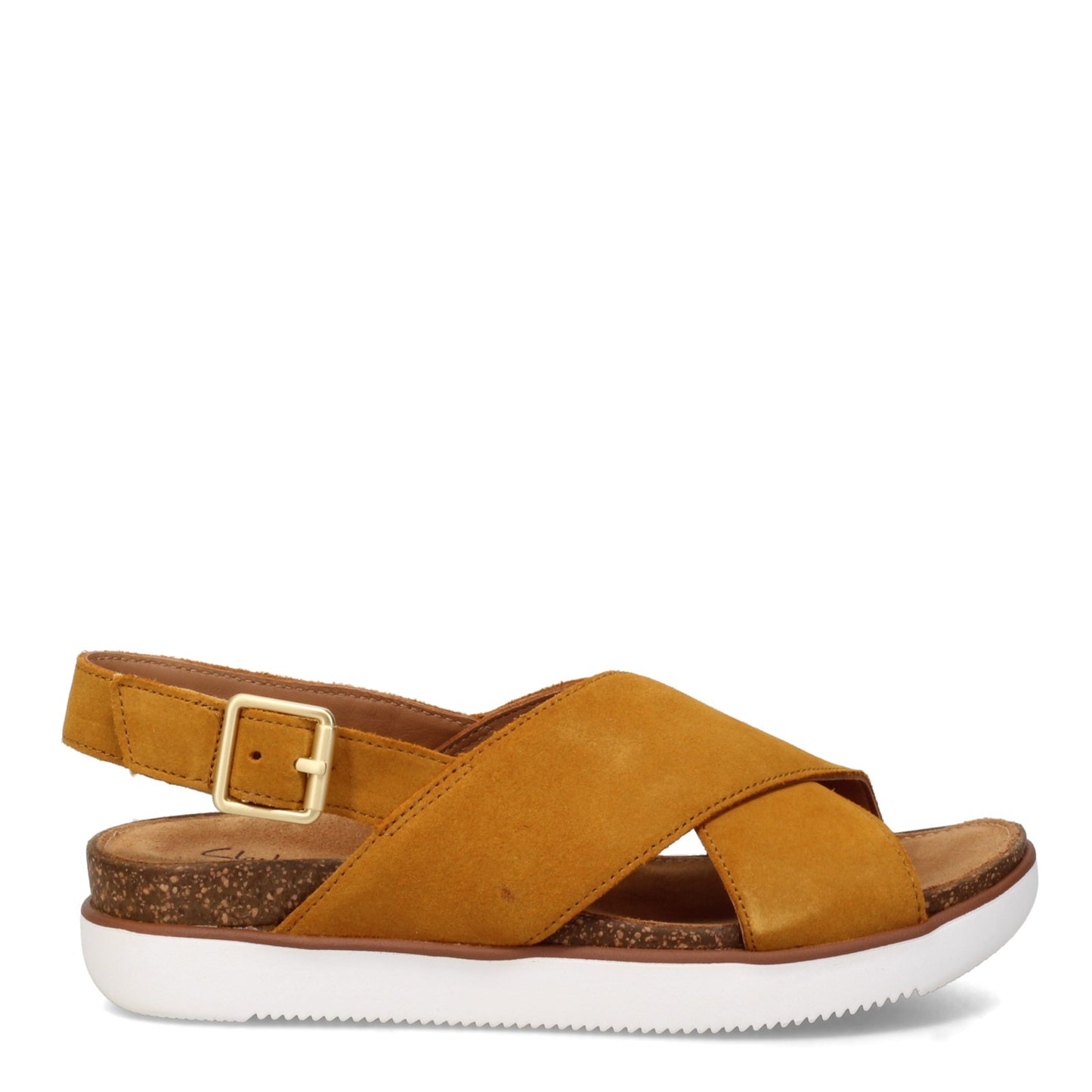 Peltz Shoes Women's Clarks Elayne Cross Sandal OCHRE 26159232