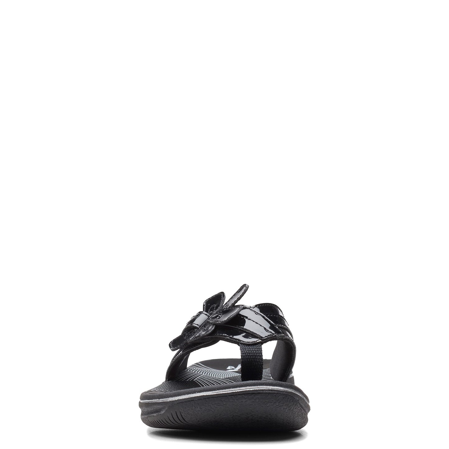 Peltz Shoes Women's Clarks Brinkley Flora Sandal BLACK PATENT 26159852