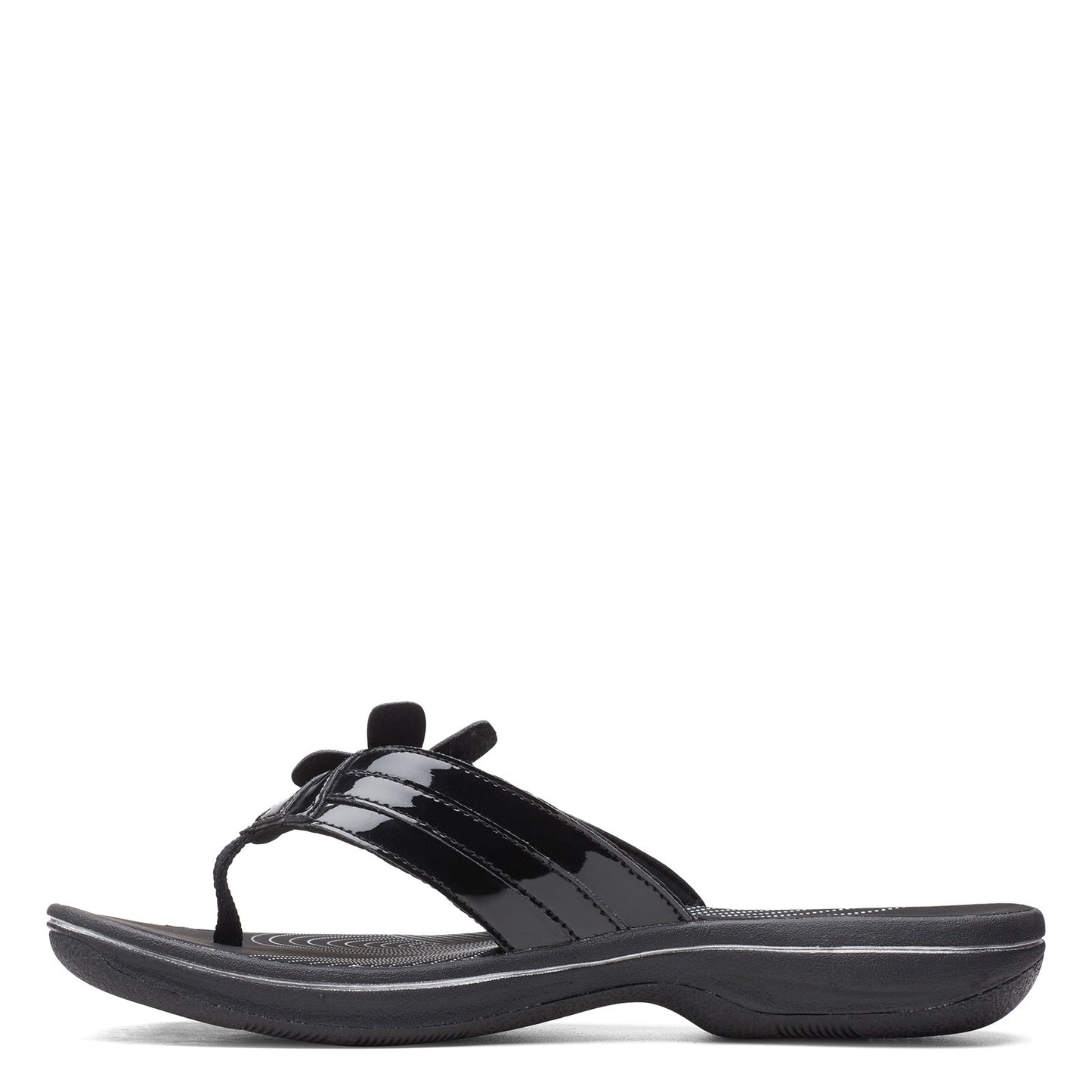 Peltz Shoes Women's Clarks Brinkley Flora Sandal BLACK PATENT 26159852