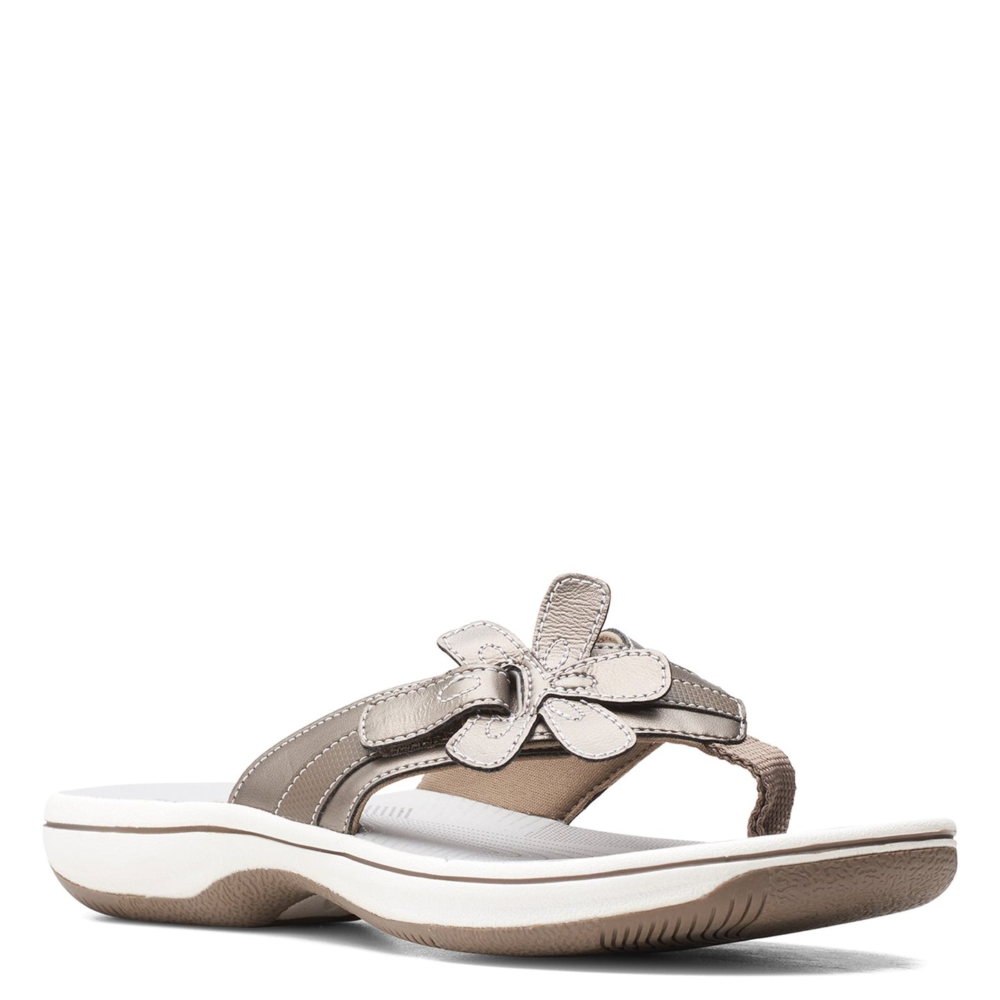 Peltz Shoes Women's Clarks Brinkley Flora Sandal PEWTER 26159855