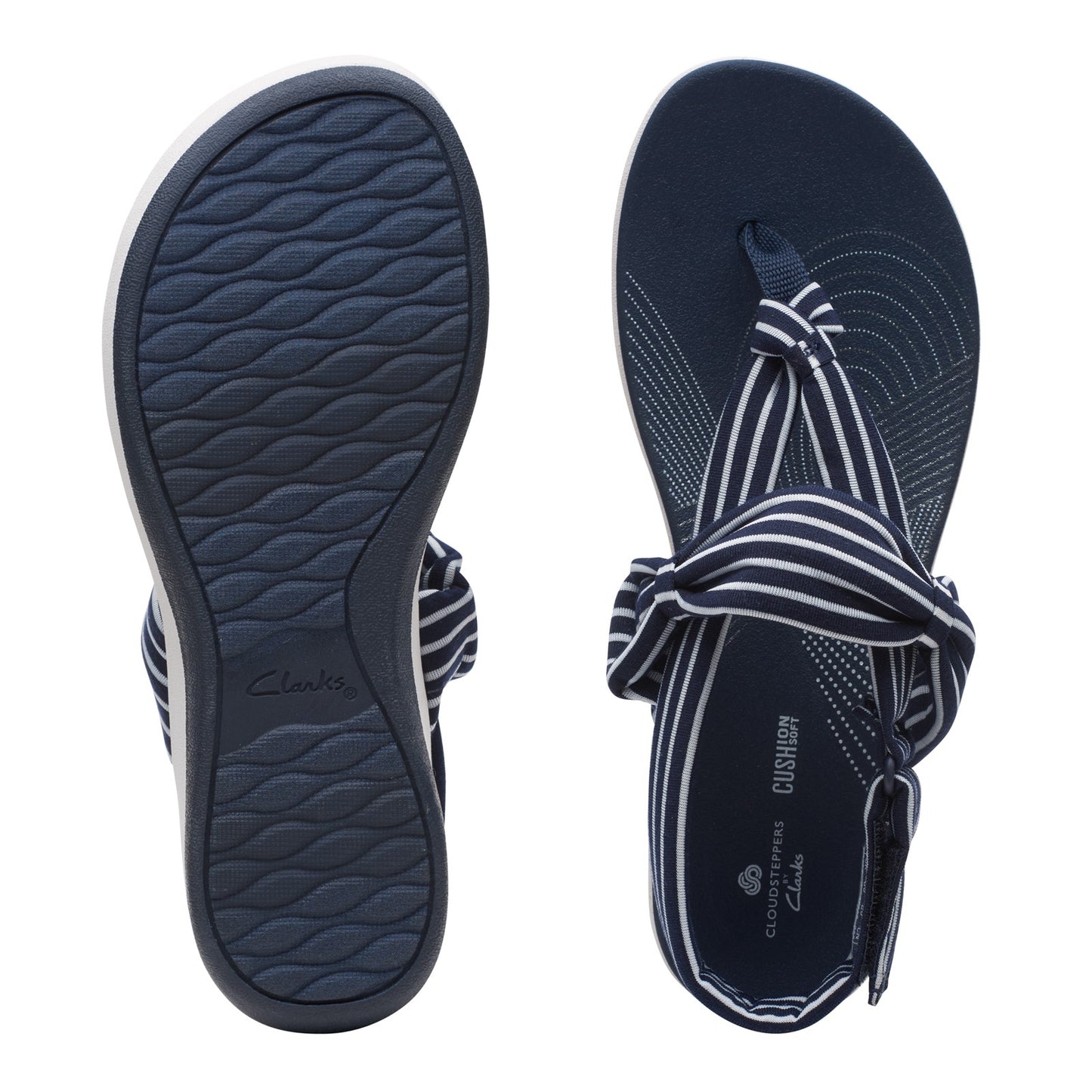 Peltz Shoes Women's Clarks Arla Nicole Sandal NAVY WHITE 26161069