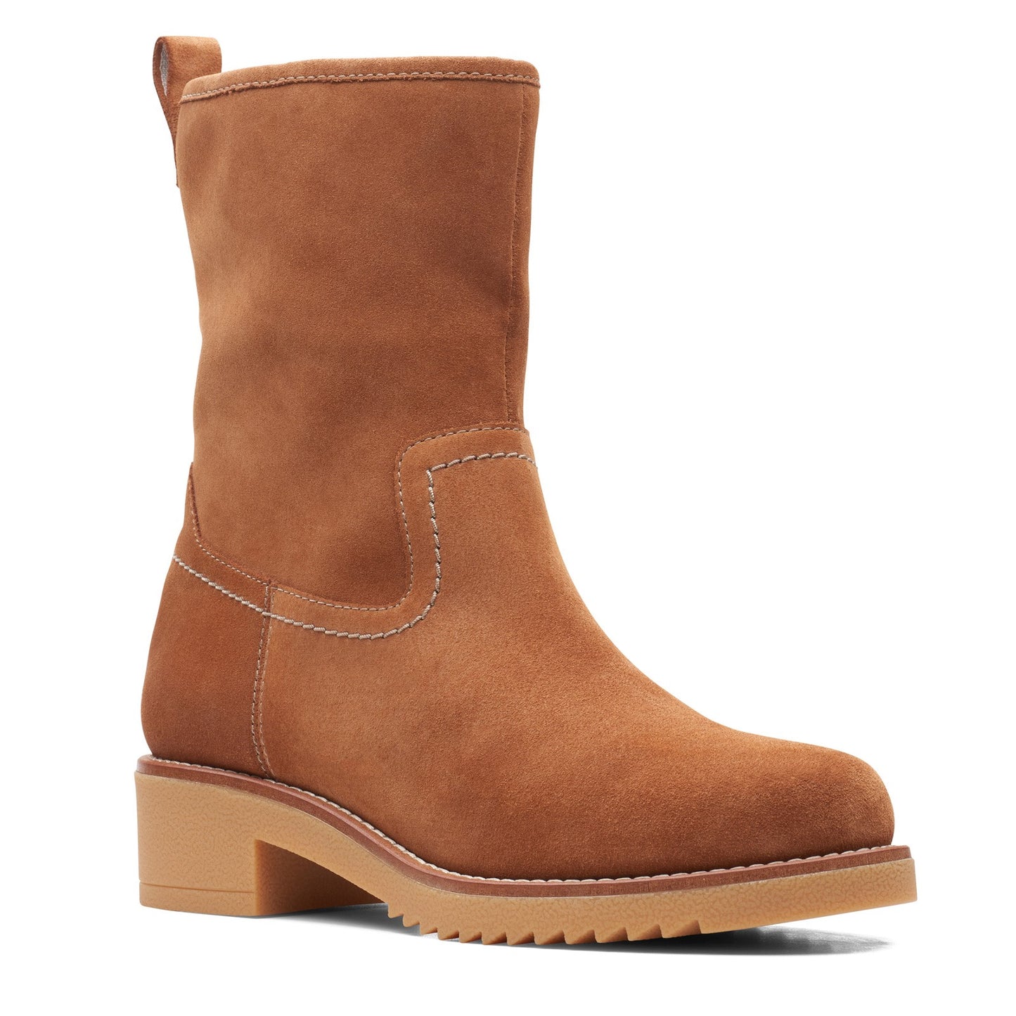 Peltz Shoes Women's Clarks Eden Mid Hi Boot TAN SUEDE 26161549