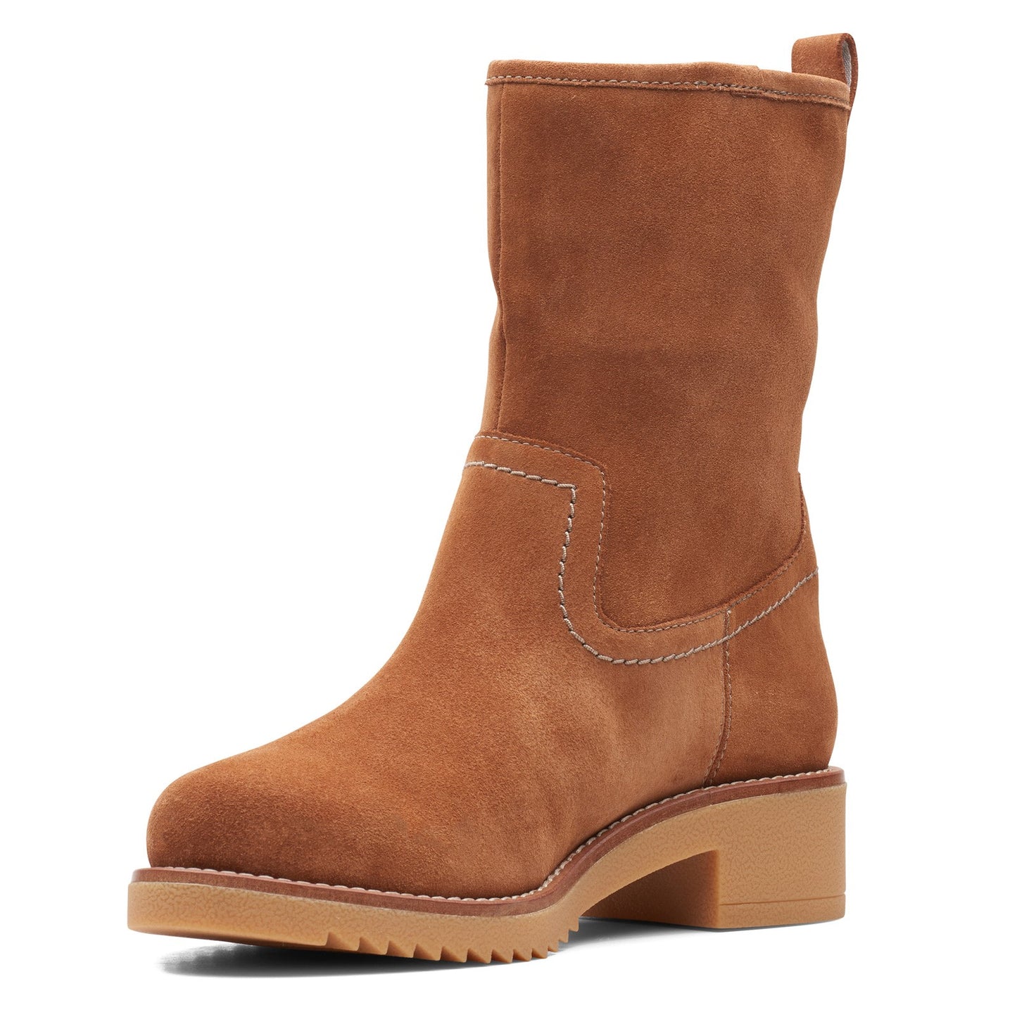 Peltz Shoes Women's Clarks Eden Mid Hi Boot TAN SUEDE 26161549