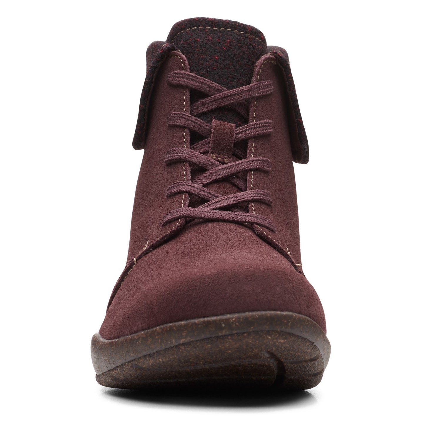 Peltz Shoes Women's Clarks Roseville Lace Boot BURGUNDY SUEDE 26161998