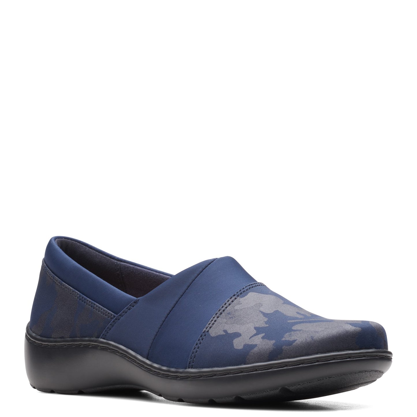 Peltz Shoes Women's Clarks Cora Heather Slip-On NAVY FABRIC 26162138
