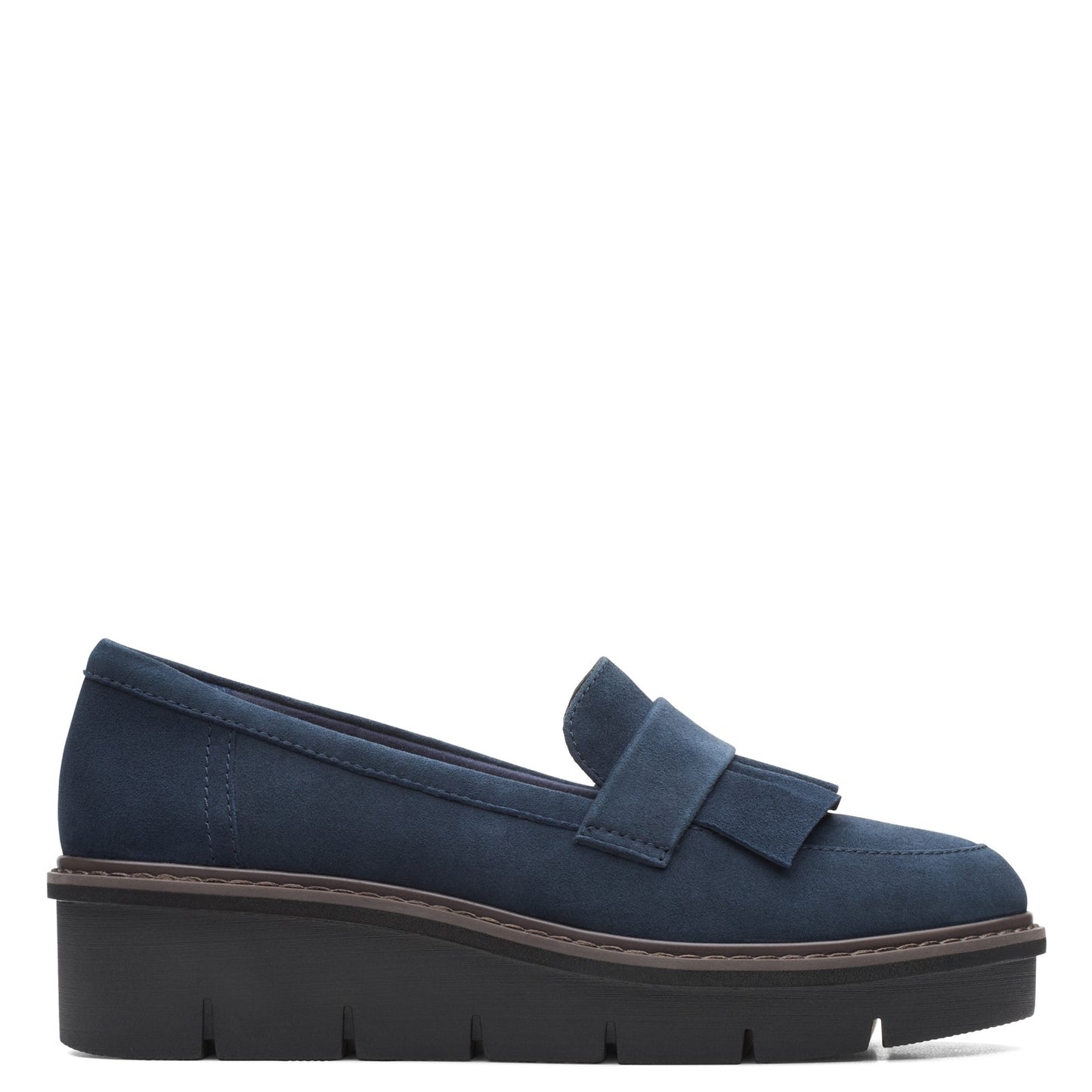 Peltz Shoes Women's Clarks Airabell Slip Loafer BLUE SUEDE 26163331