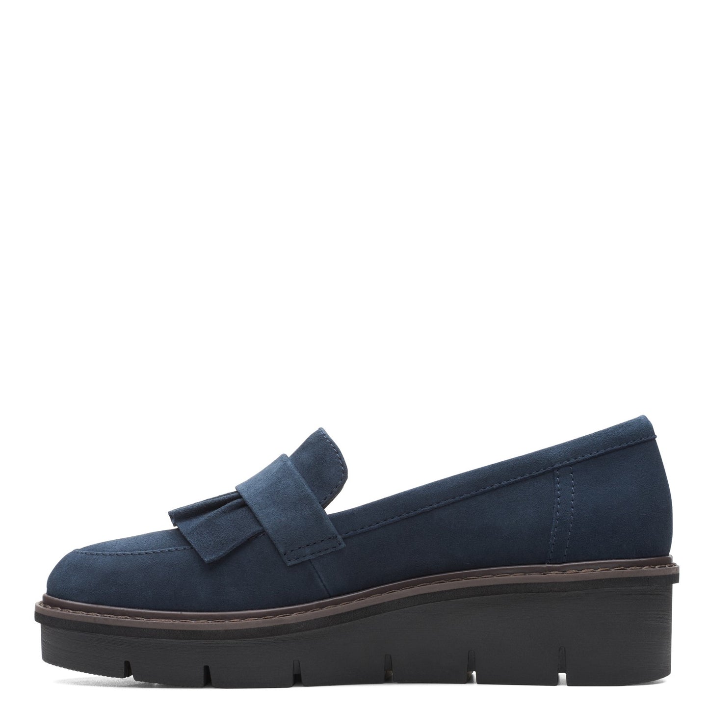 Peltz Shoes Women's Clarks Airabell Slip Loafer BLUE SUEDE 26163331