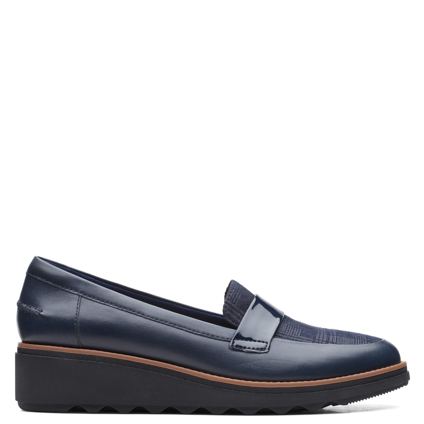Peltz Shoes Women's Clarks Sharon Gracie Loafer NAVY MULTI 26164079