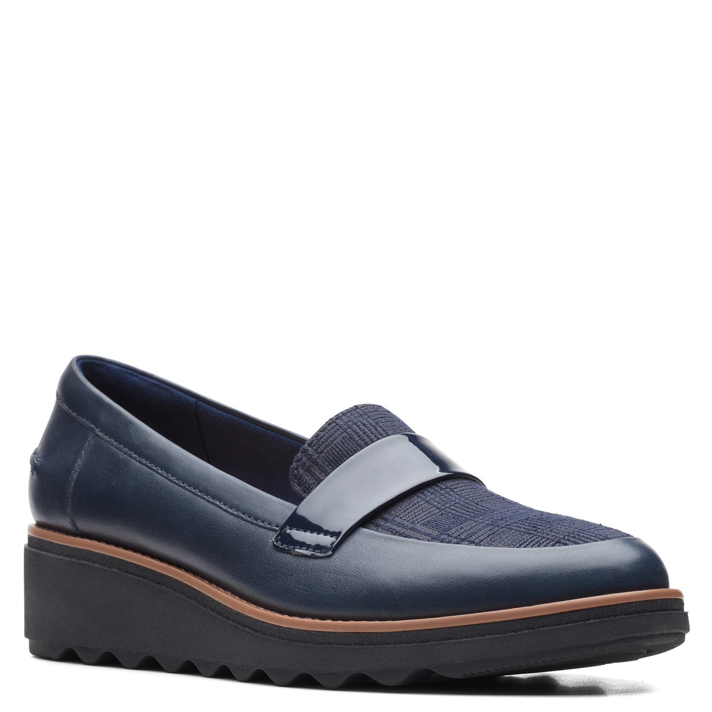 Peltz Shoes Women's Clarks Sharon Gracie Loafer NAVY MULTI 26164079