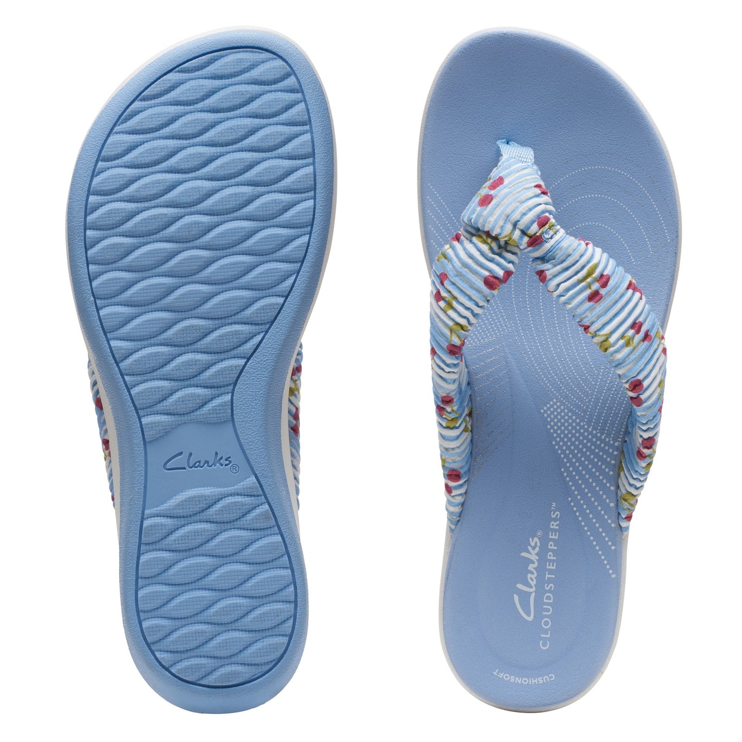 Peltz Shoes Women's Clarks Arla Glison Sandal BLUE / CHERRIES 26164476