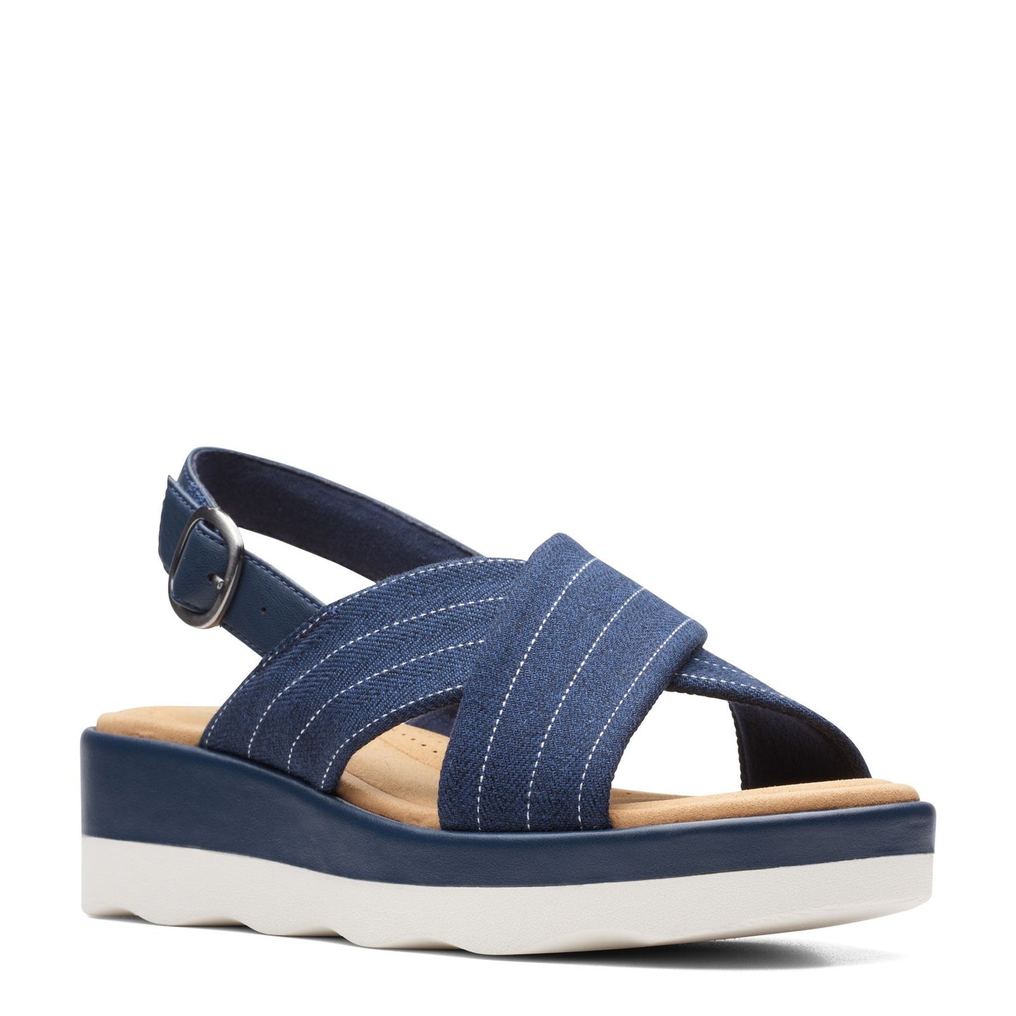 Peltz Shoes Women's Clarks Clara Cove Sandal NAVY 26164725