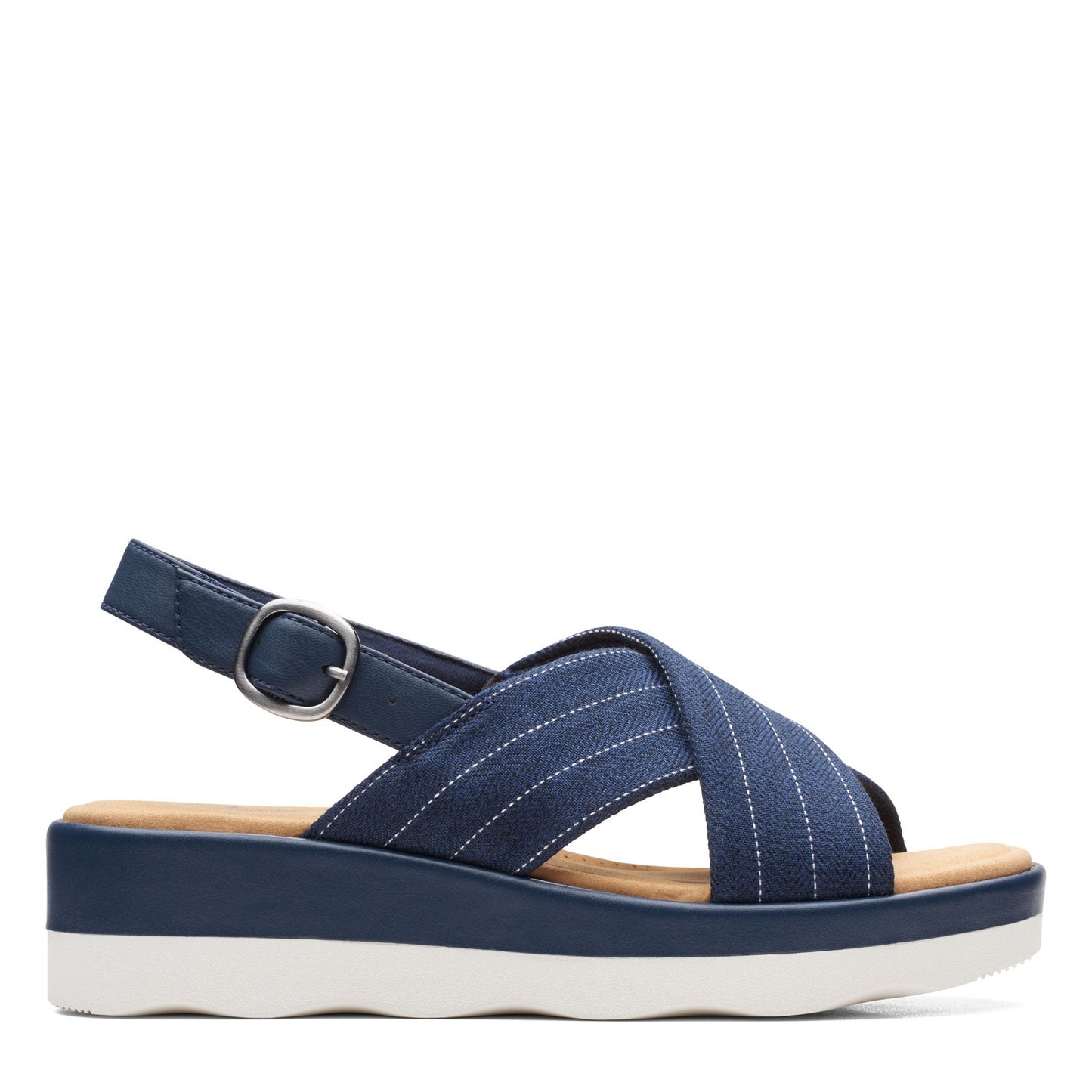 Peltz Shoes Women's Clarks Clara Cove Sandal NAVY 26164725