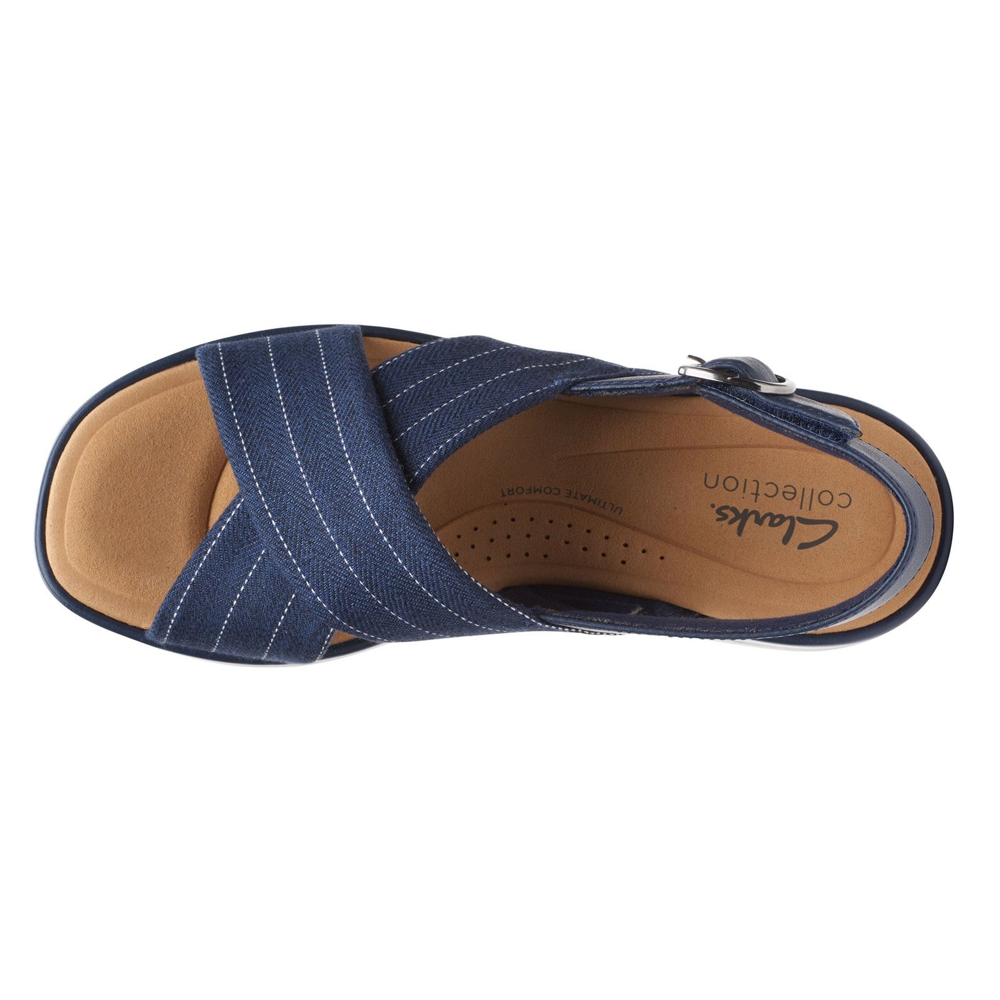 Peltz Shoes Women's Clarks Clara Cove Sandal NAVY 26164725
