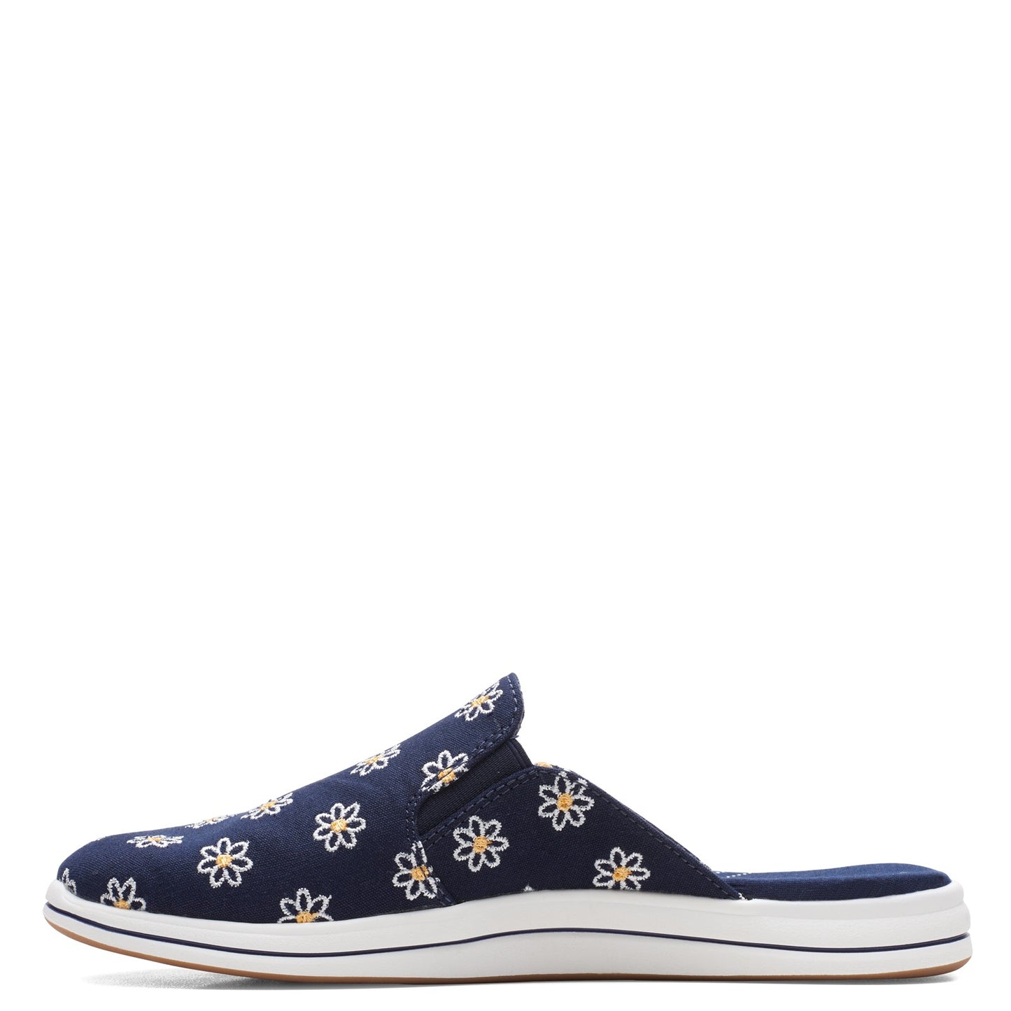 Peltz Shoes Women's Clarks Breeze Shore Mule NAVY FLORAL 26164880