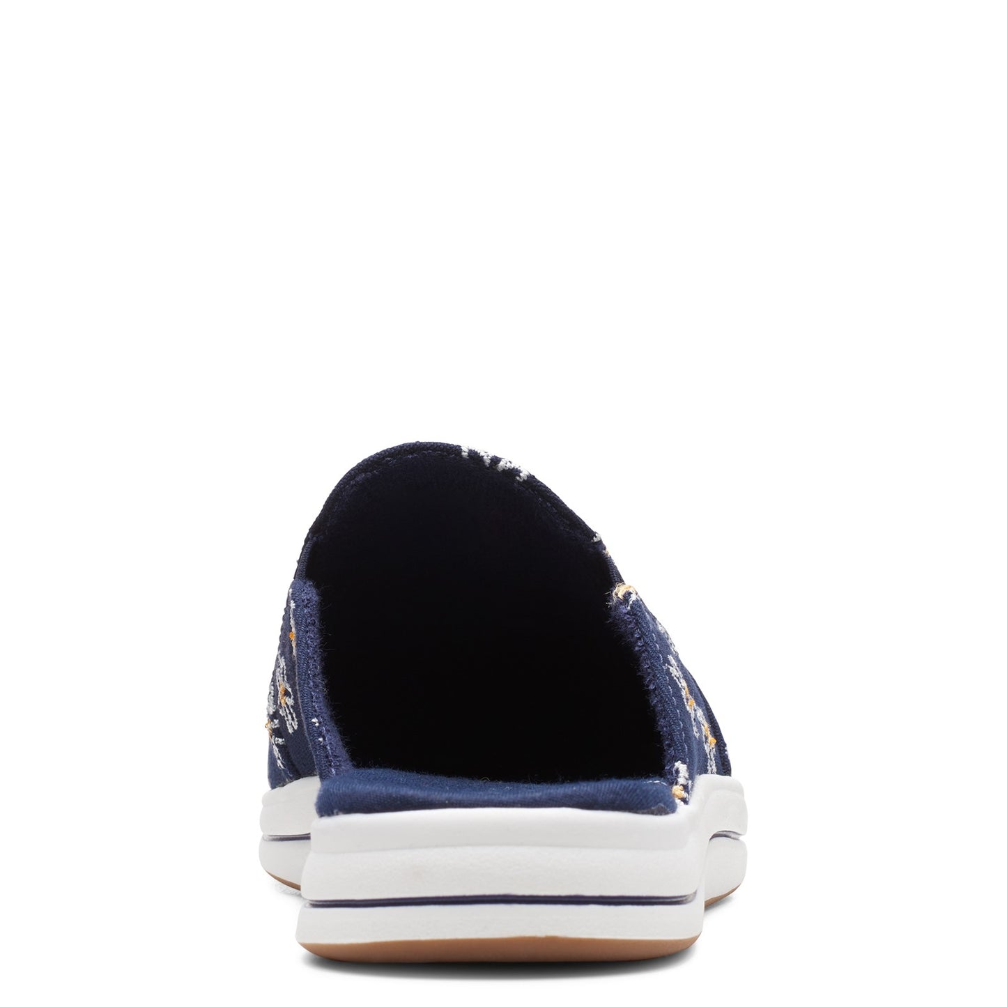 Peltz Shoes Women's Clarks Breeze Shore Mule NAVY FLORAL 26164880
