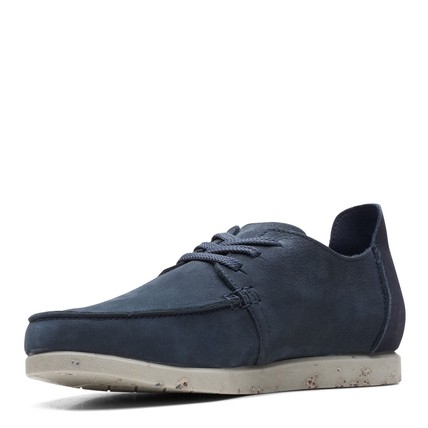 Peltz Shoes Men's Clarks ShacreLite Low Moc NAVY NUBUCK 26165230