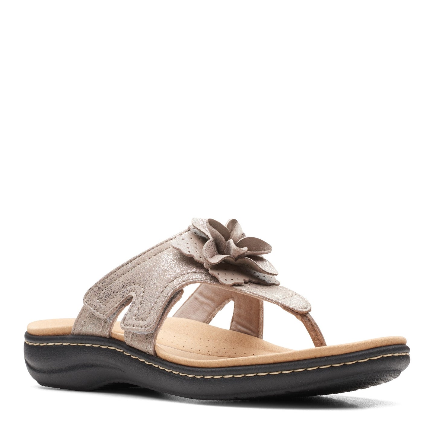 Peltz Shoes Women's Clarks Laurieann Gema Sandal TAUPE METALLIC 26165469