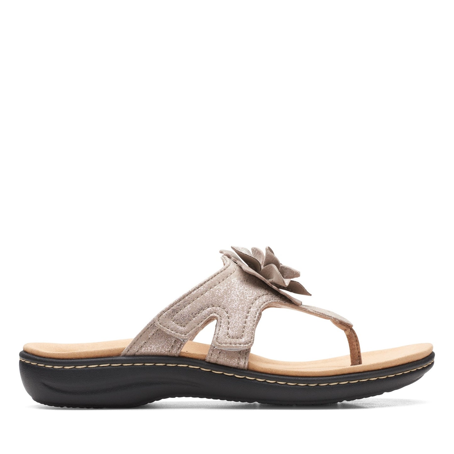 Peltz Shoes Women's Clarks Laurieann Gema Sandal TAUPE METALLIC 26165469