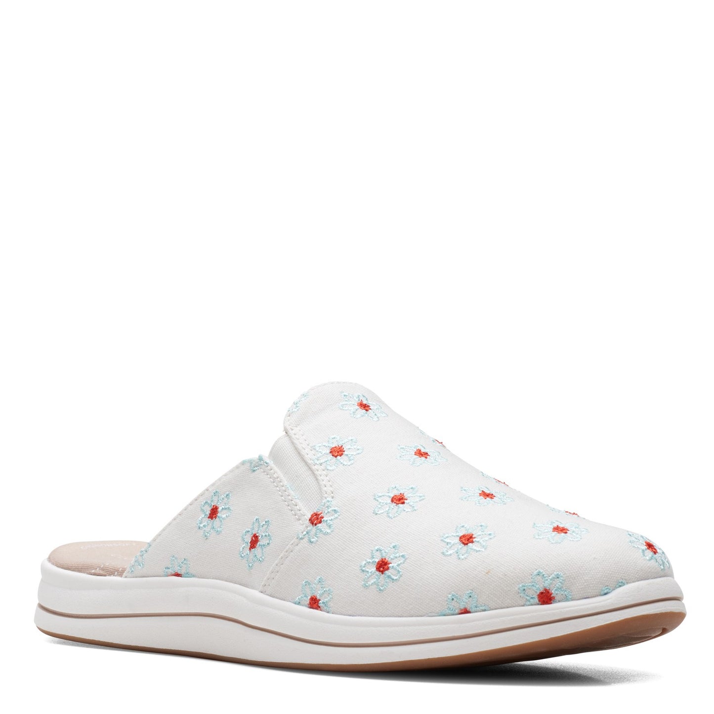 Peltz Shoes Women's Clarks Breeze Shore Mule NATURAL FLORAL 26166239