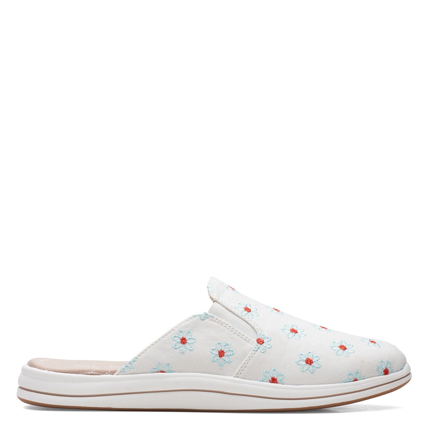 Peltz Shoes Women's Clarks Breeze Shore Mule NATURAL FLORAL 26166239