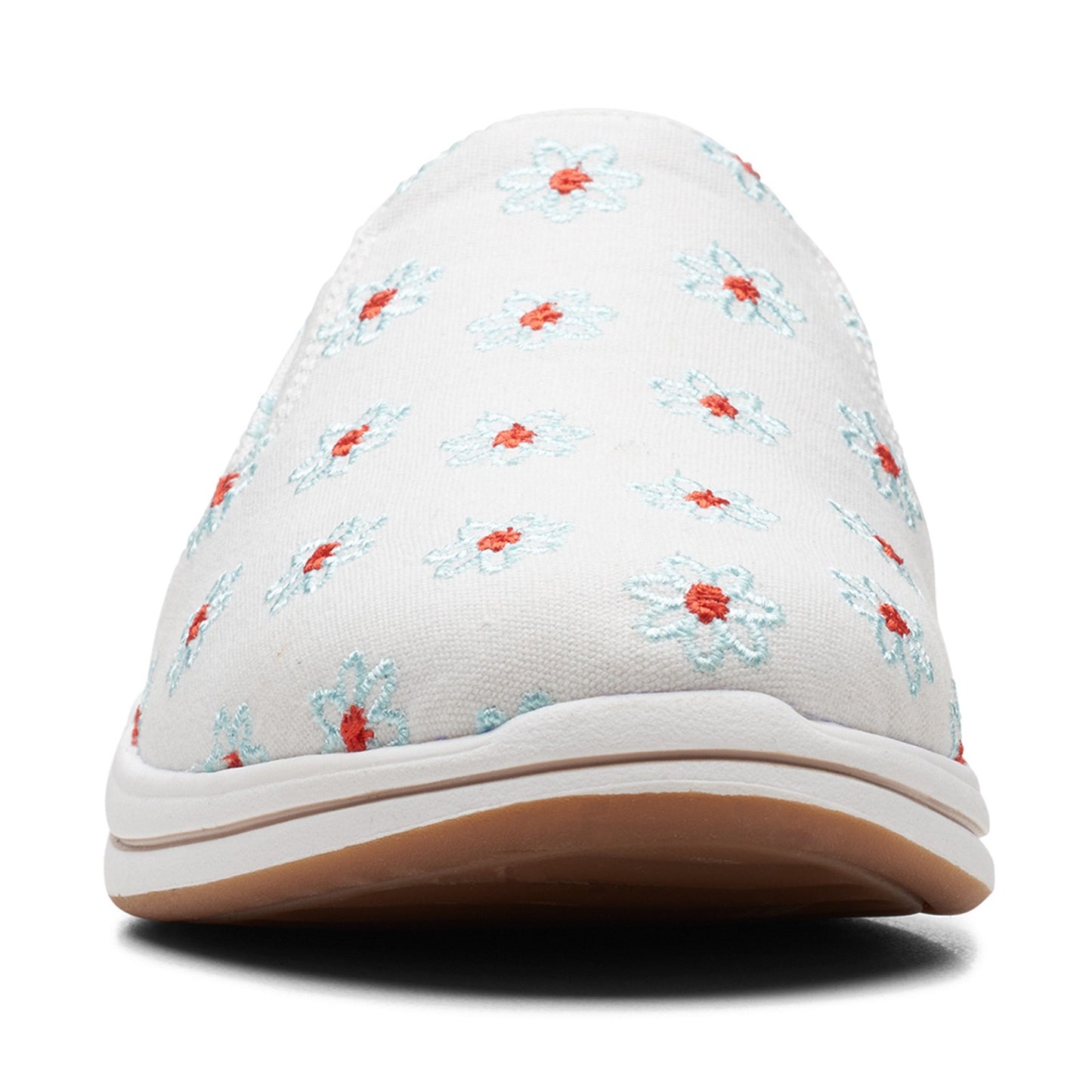 Peltz Shoes Women's Clarks Breeze Shore Mule NATURAL FLORAL 26166239