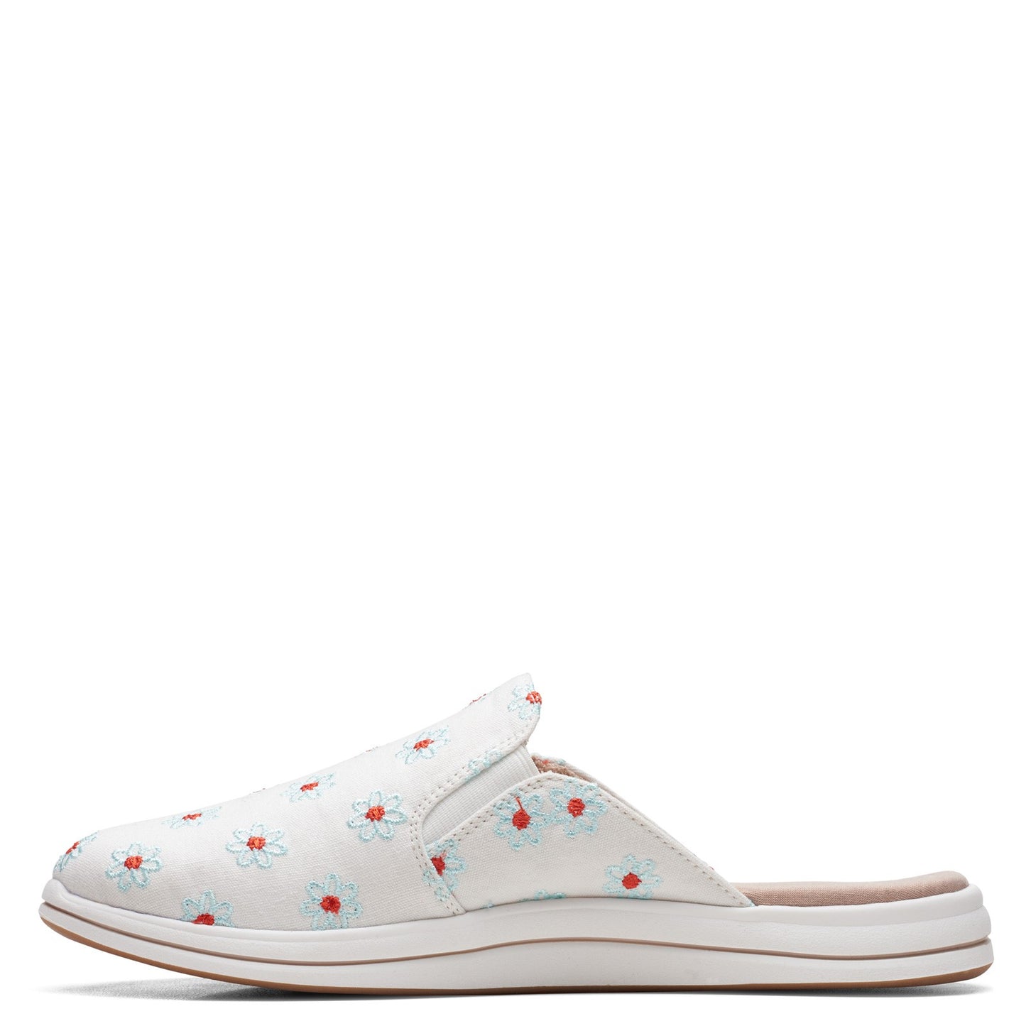 Peltz Shoes Women's Clarks Breeze Shore Mule NATURAL FLORAL 26166239