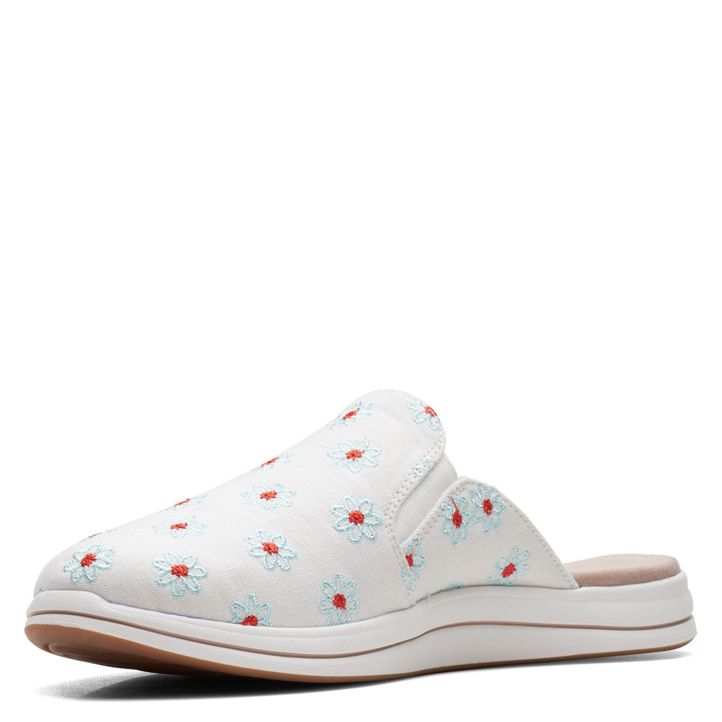 Peltz Shoes Women's Clarks Breeze Shore Mule NATURAL FLORAL 26166239