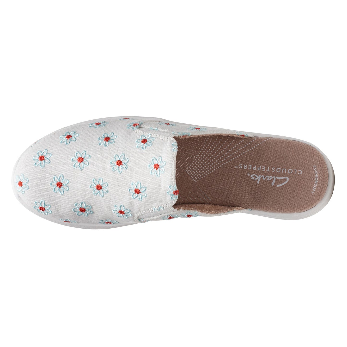 Peltz Shoes Women's Clarks Breeze Shore Mule NATURAL FLORAL 26166239
