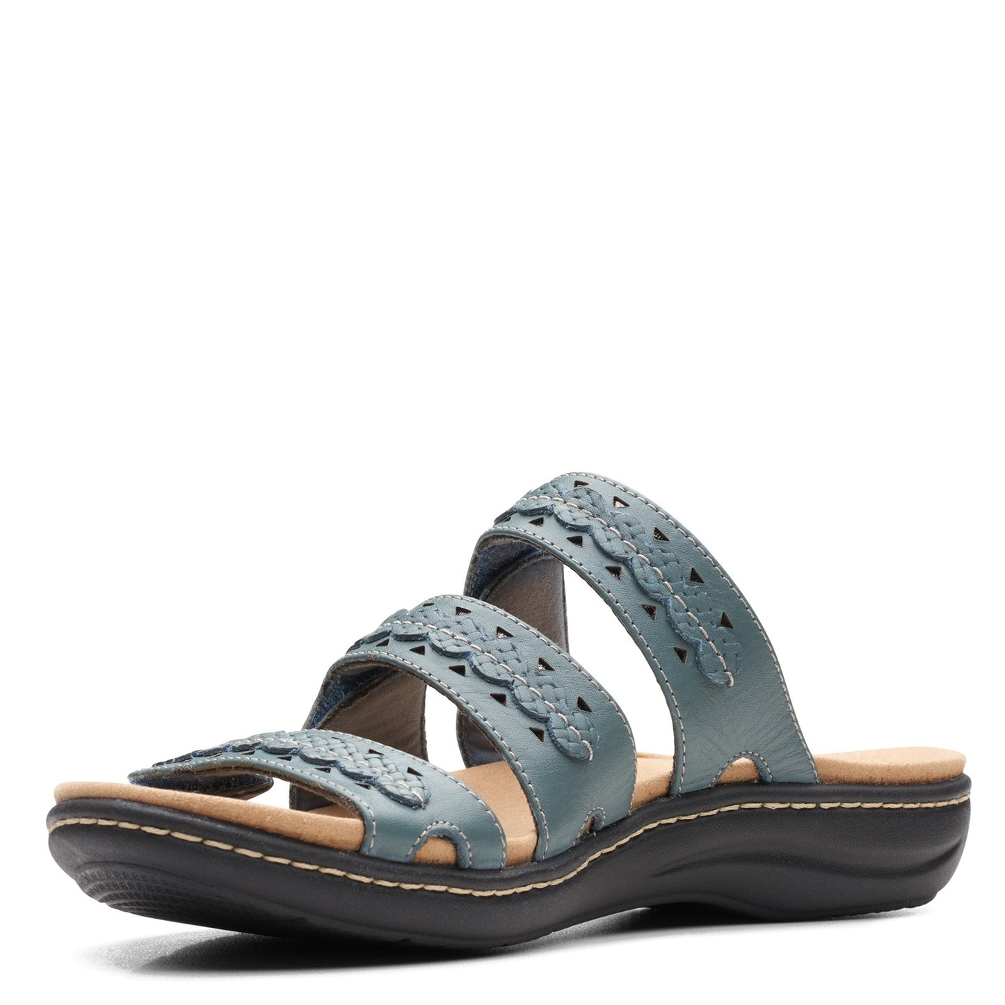 Peltz Shoes Women's Clarks Laurieann Cove Sandal BLUE GRAY 26166494