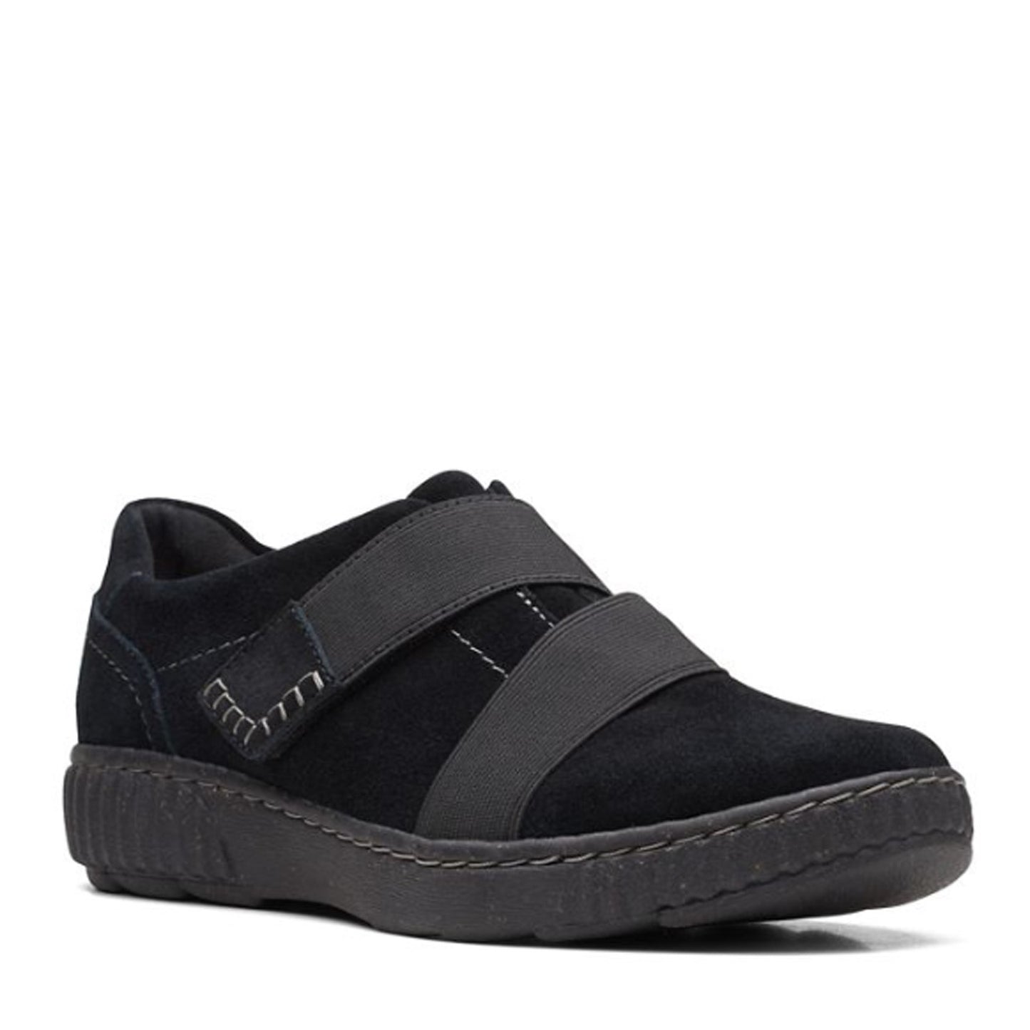 Peltz Shoes Women's Clarks Caroline Holly Slip-On BLACK SUEDE 26167700