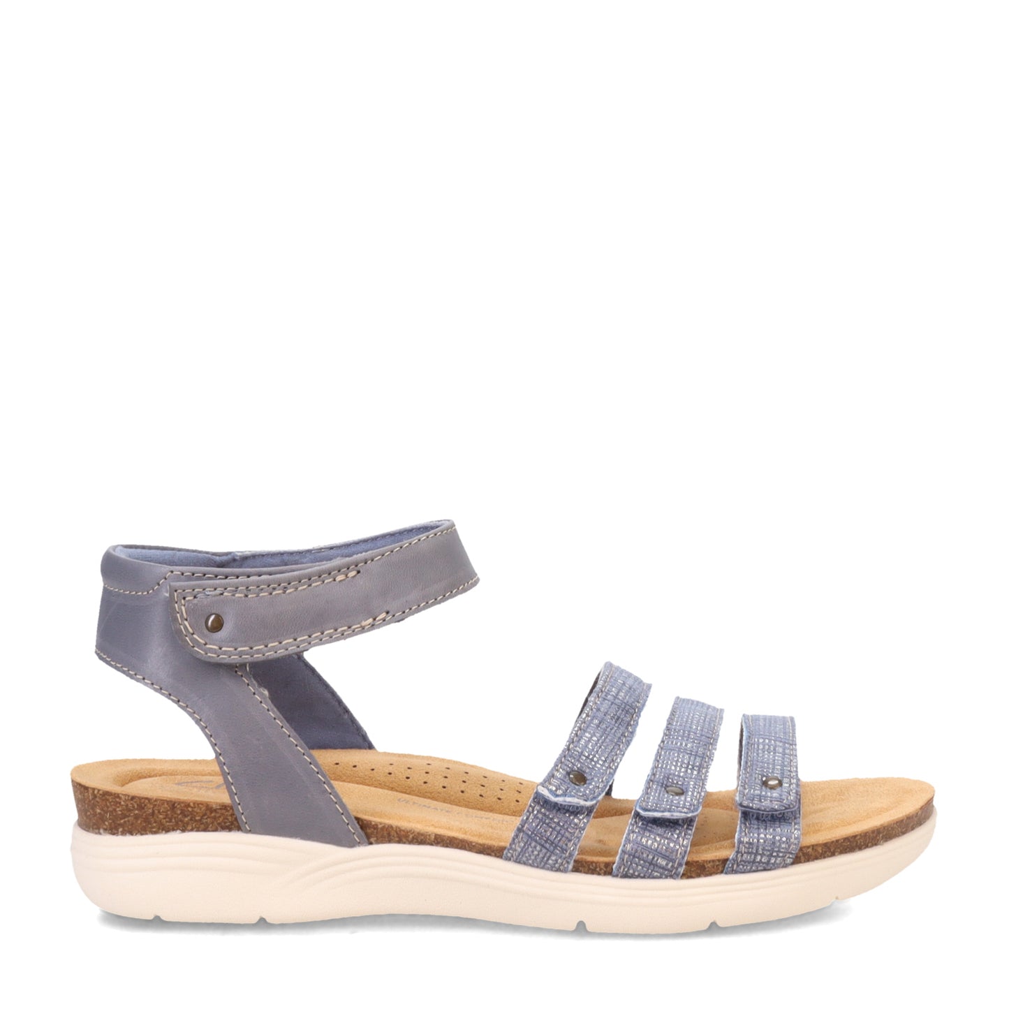 Peltz Shoes Women's Clarks April Dove Sandal Denim 26170508