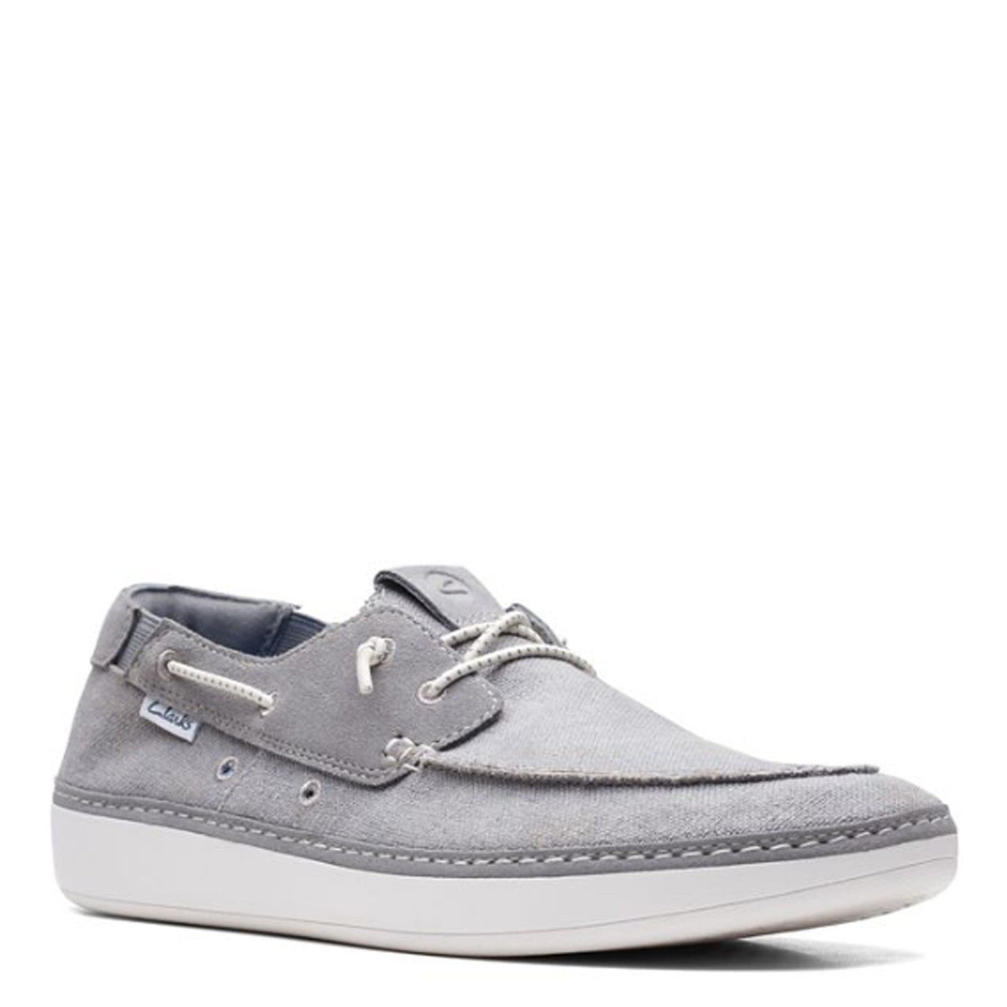 Peltz Shoes Men's Clarks Higley Tie Boat Shoe Grey 26171555