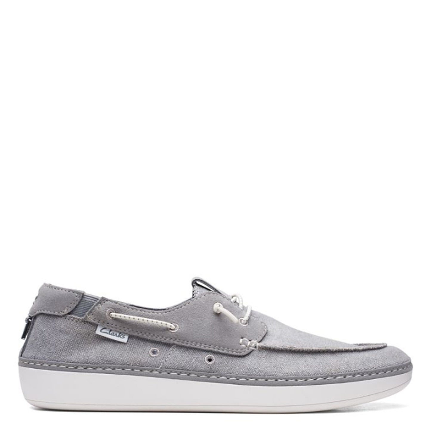 Peltz Shoes Men's Clarks Higley Tie Boat Shoe Grey 26171555