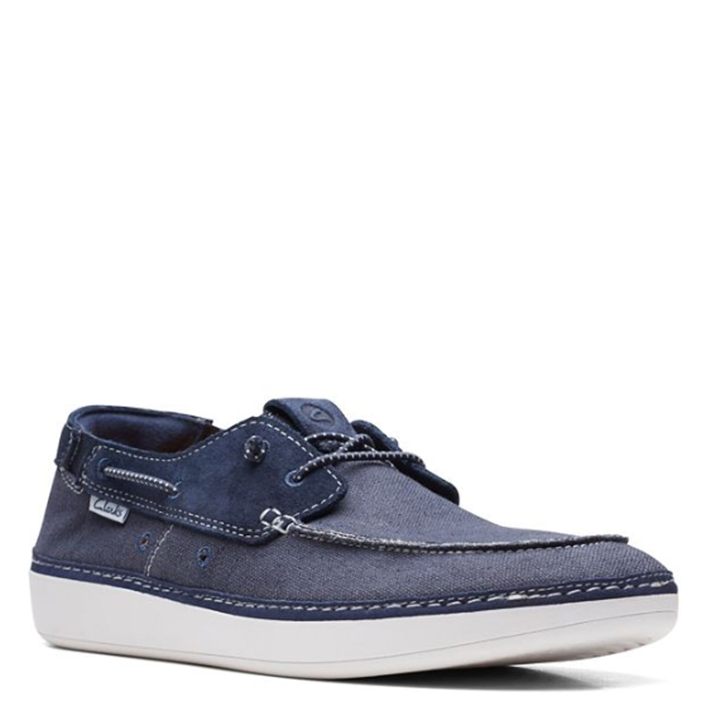 Peltz Shoes Men's Clarks Higley Tie Boat Shoe Navy 26171556