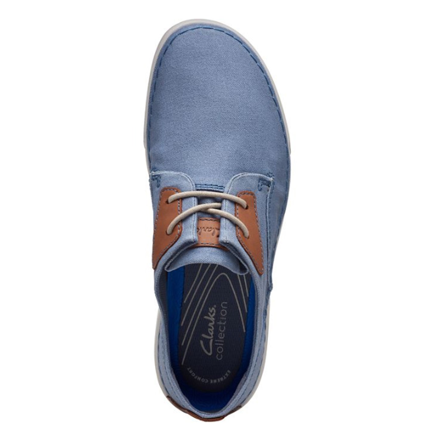 Peltz Shoes Men's Clarks Gereld Tie Sneaker BLUE TEXTILE 26171671
