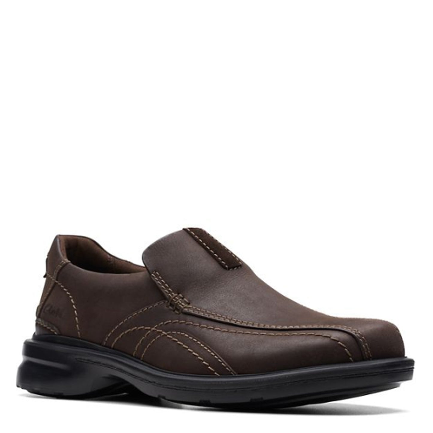 Peltz Shoes Men's Clarks Gessler Step Slip-On Dark Brown 26171775