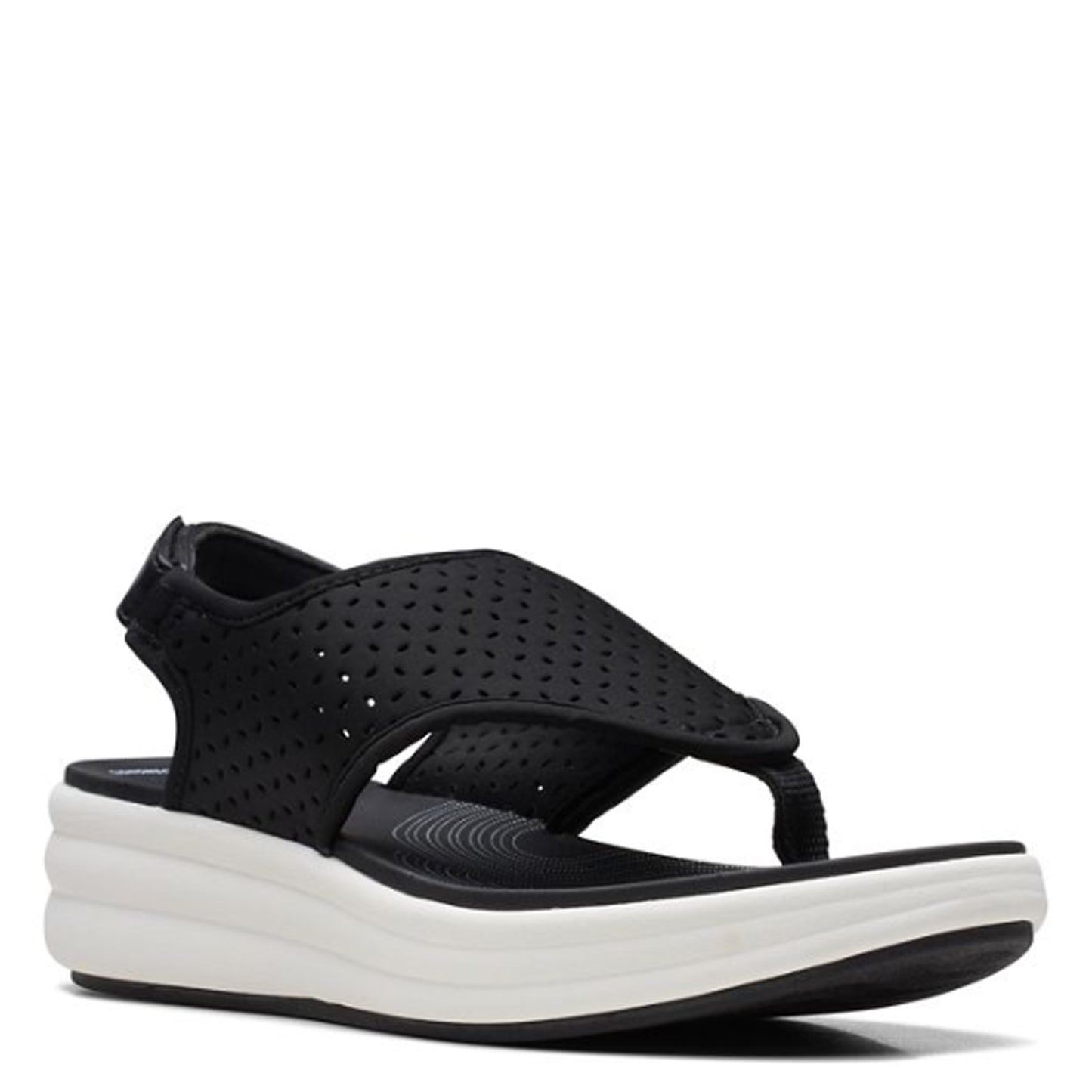 Peltz Shoes Women's Clarks Drift Blossom Sandal BLACK 26171817