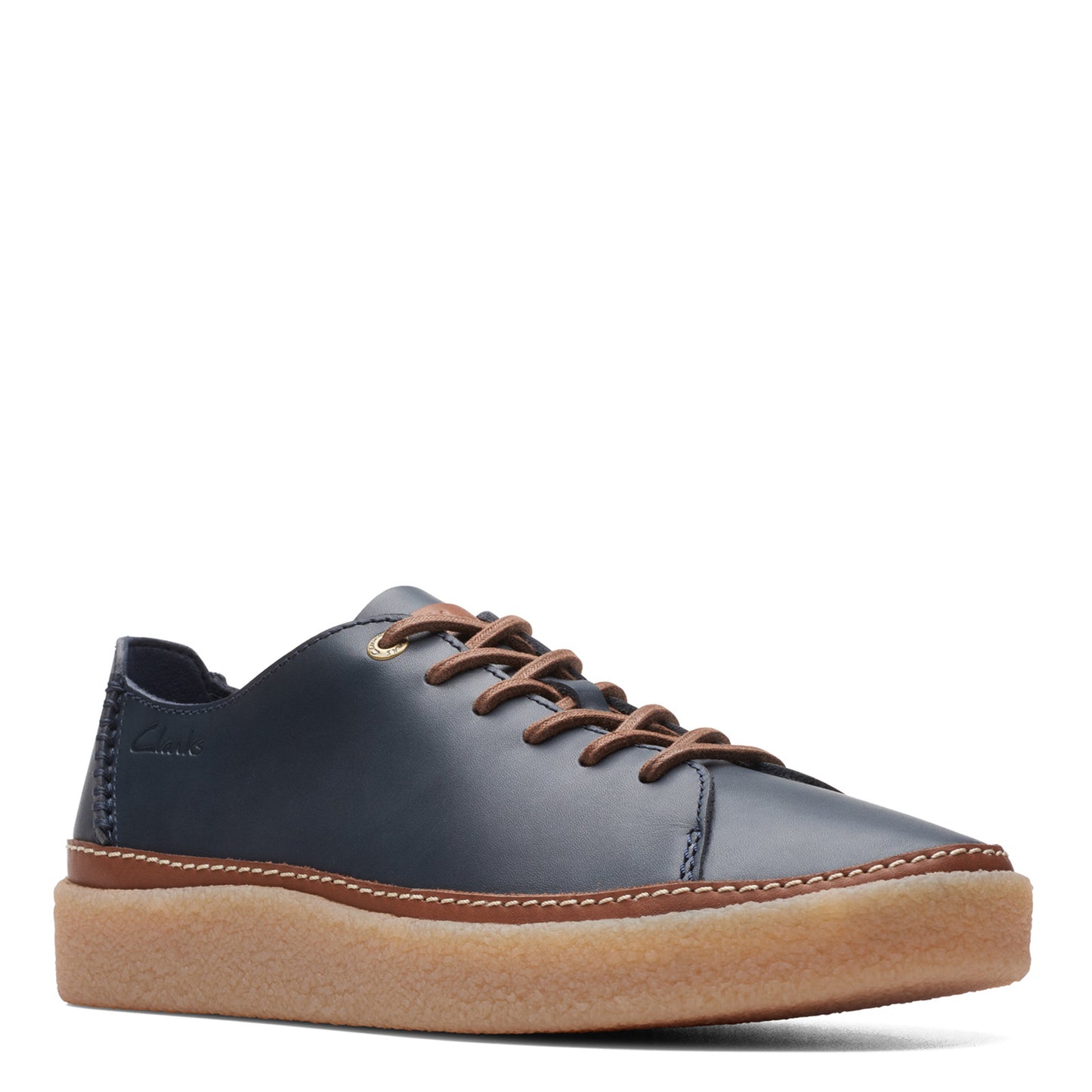 Peltz Shoes Men's Clarks Oakpark Low Lace-Up Navy Leather 26174668