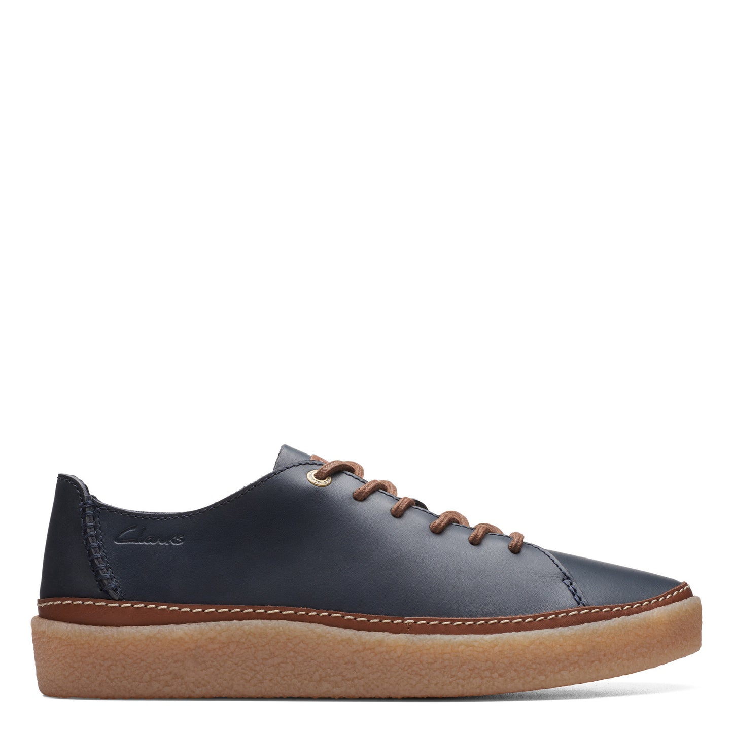 Peltz Shoes Men's Clarks Oakpark Low Lace-Up Navy Leather 26174668
