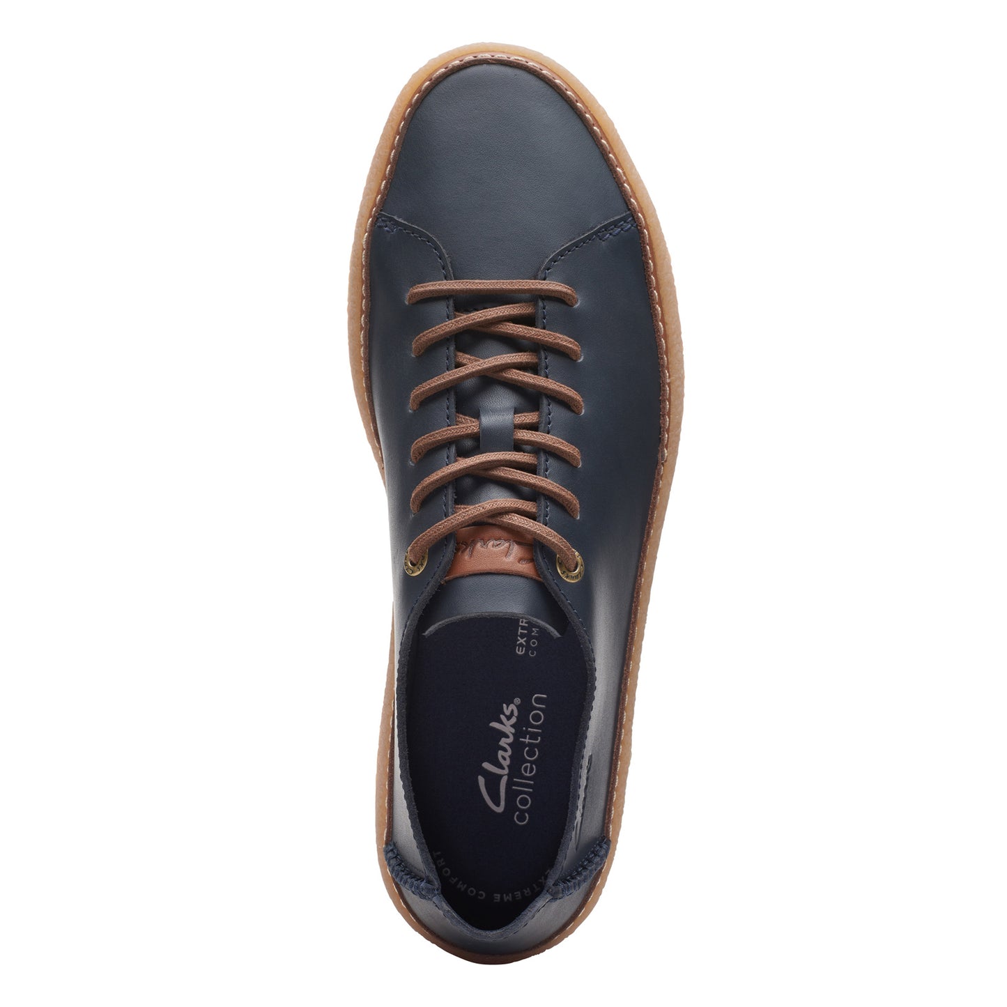 Peltz Shoes Men's Clarks Oakpark Low Lace-Up Navy Leather 26174668