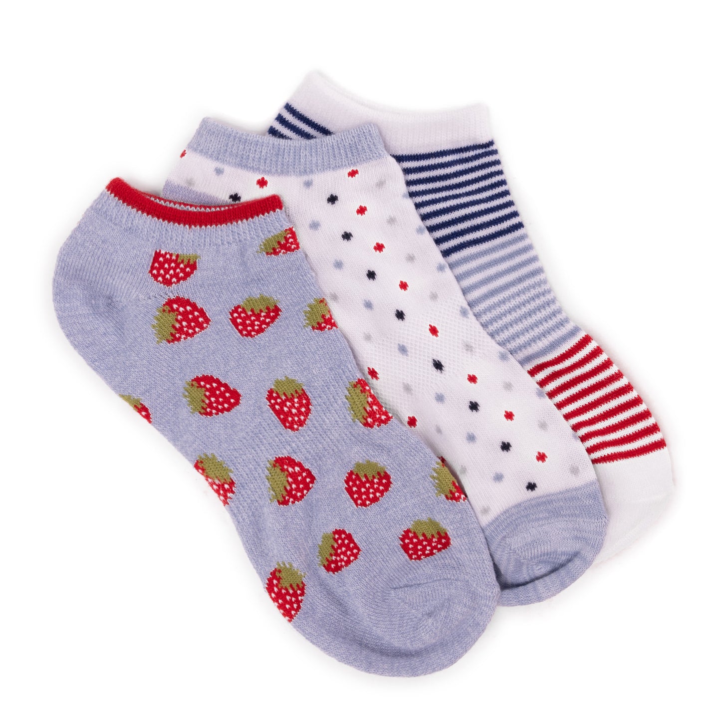 Peltz Shoes Women's Muk Luks Ankle Socks - 3 Pack Strawberry Mix 29995-995