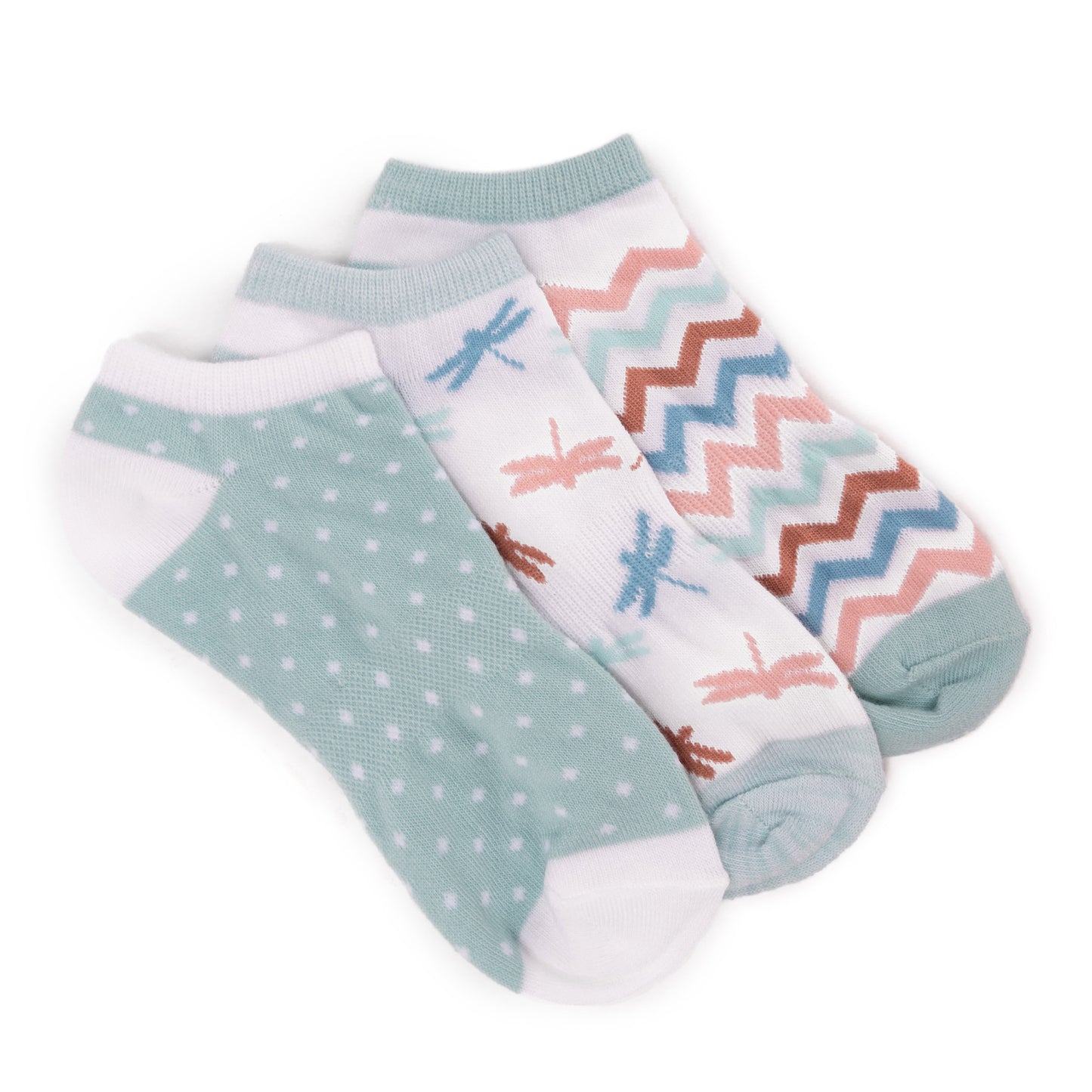 Peltz Shoes Women's Muk Luks Ankle Socks - 3 Pack Dragonfly mix 29998-998