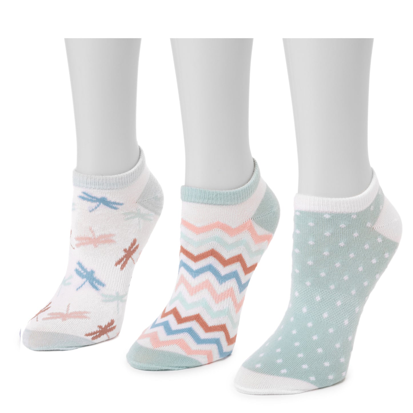 Peltz Shoes Women's Muk Luks Ankle Socks - 3 Pack Dragonfly mix 29998-998