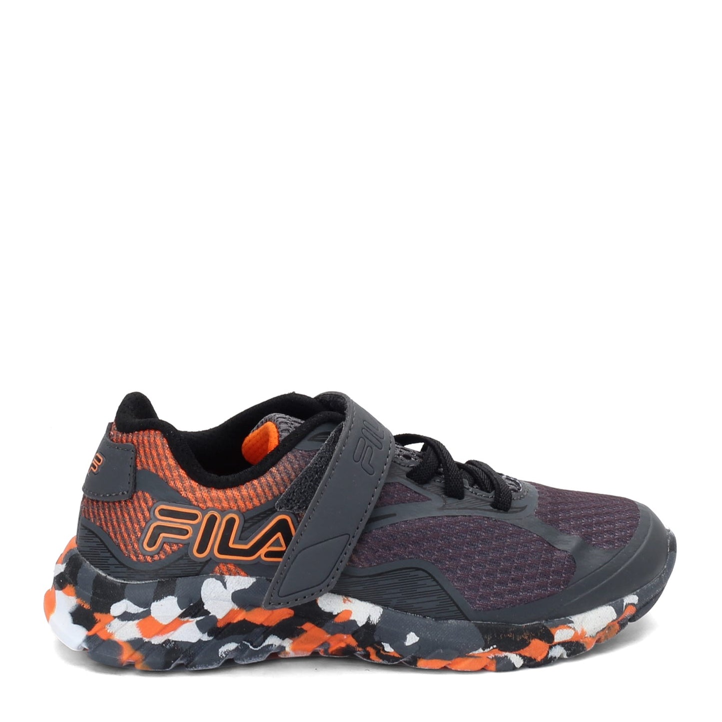 Peltz Shoes Boy's Fila Primeforce 4 Strap Sneaker - Little Kid & Big Kid GREY ORANGE 3RM01006-054